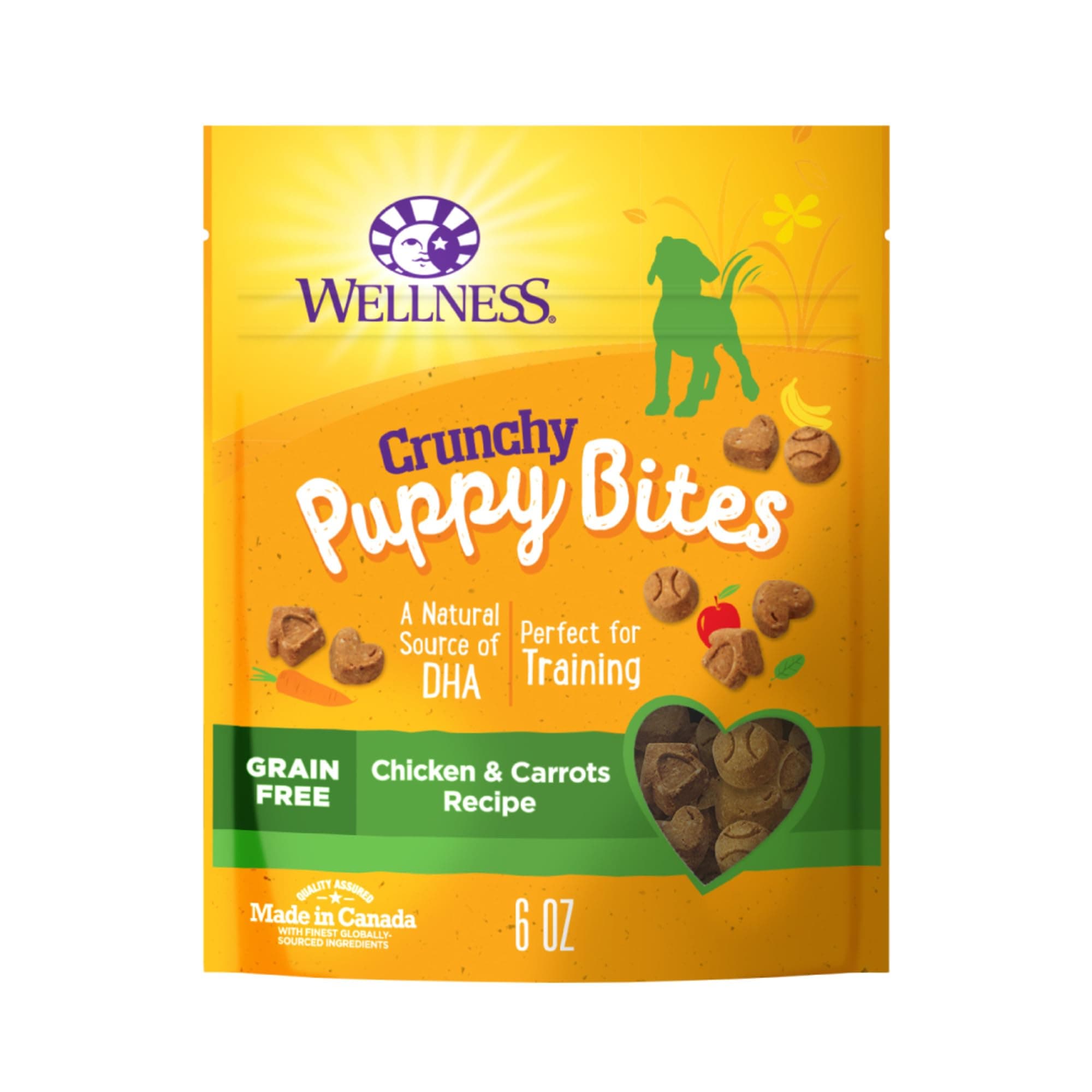 Wellness Crunchy Puppy Bites Dog Training Treats, Natural, Grain Free, Chicken and Carrot Recipe, 6 oz Bag