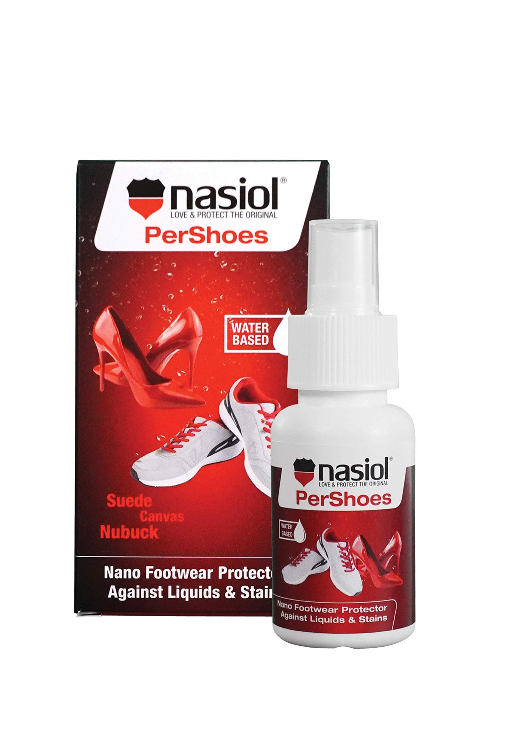 Nasiol PerShoes Nano Shoe Waterproofing Spray – Hydrophobic Coating & Footwear Protector Against Liquids, Rain & Stains – Safe for Suede, Canvas & Nubuck – PFAS-Free Formula, Transparent, One Size