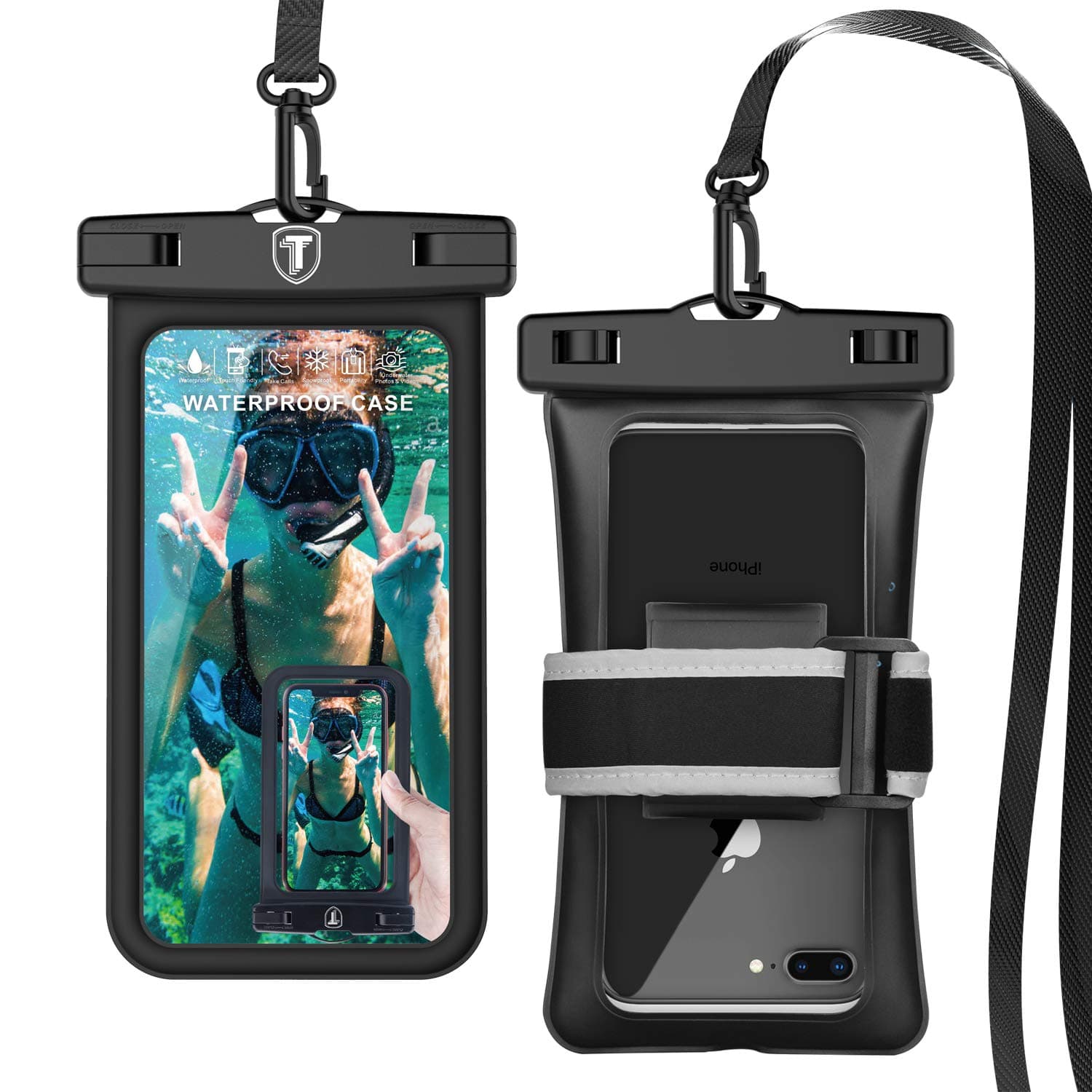 [Floating] Waterproof Phone Pouch for Samsung Galaxy S25 Ultra S24 Plus S23+ S22 Note 20 Ultra A16 A15 A14 A13 A51 A71 A35 A36 5G iPhone 16E 16 15 14 Pro Max XS XR Cell Phone Dry Bag Case-Black
