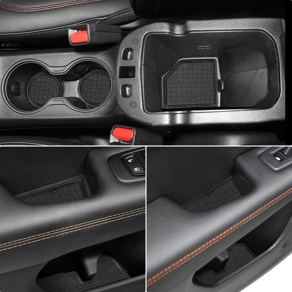 auovo Anti-dust Door Mats for 2018 2019 2020 2021 Compass Accessories Interior Gate Door Pocket Liner Cup Holder Insert Center Console Pad(Black, 2018-2021)