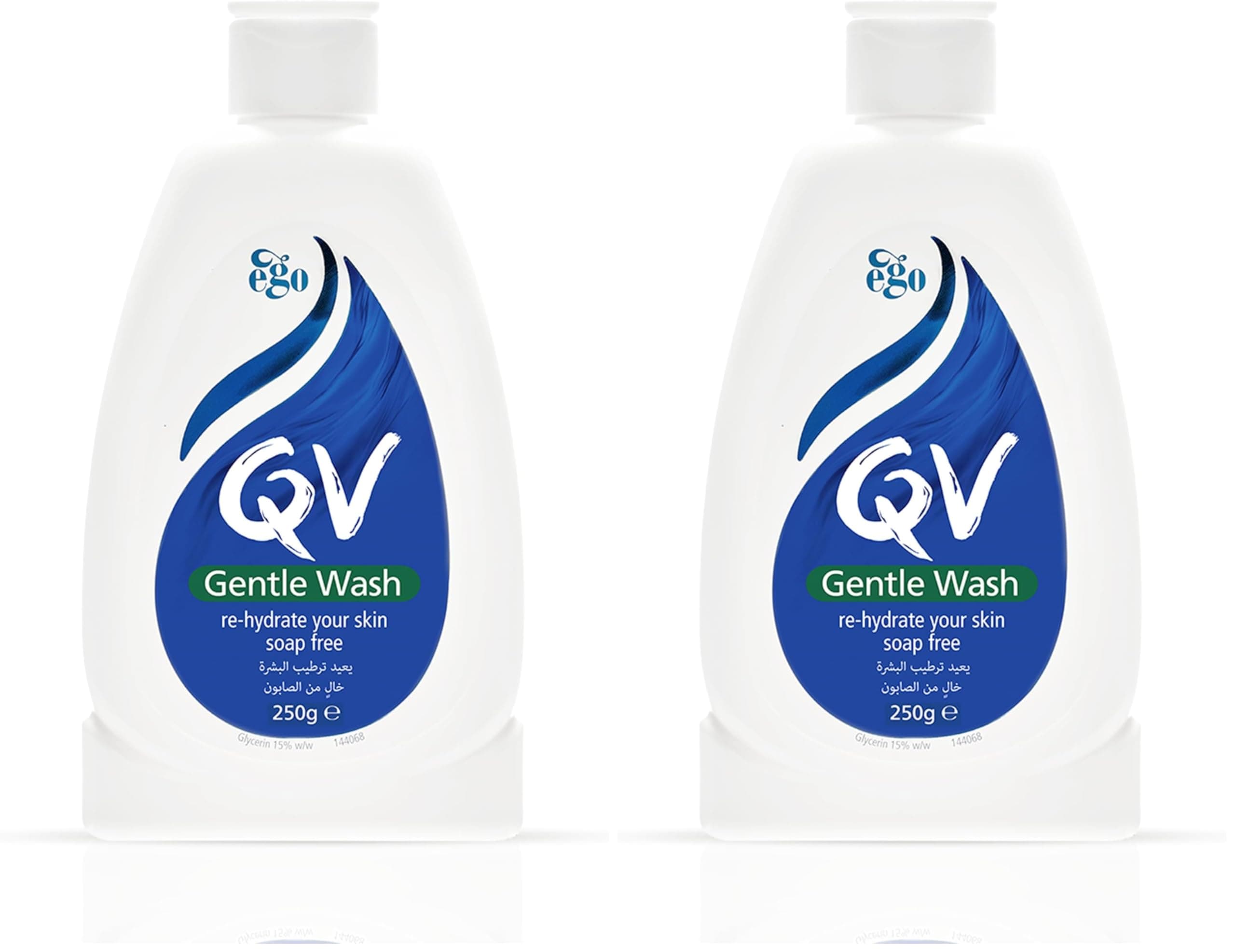 QV Gentle Wash 250g, Soap-Free, Moisturising, Low Irritant, PH Balanced, Body Wash for Eczema and Dry Skin Conditions (Pack of 2)