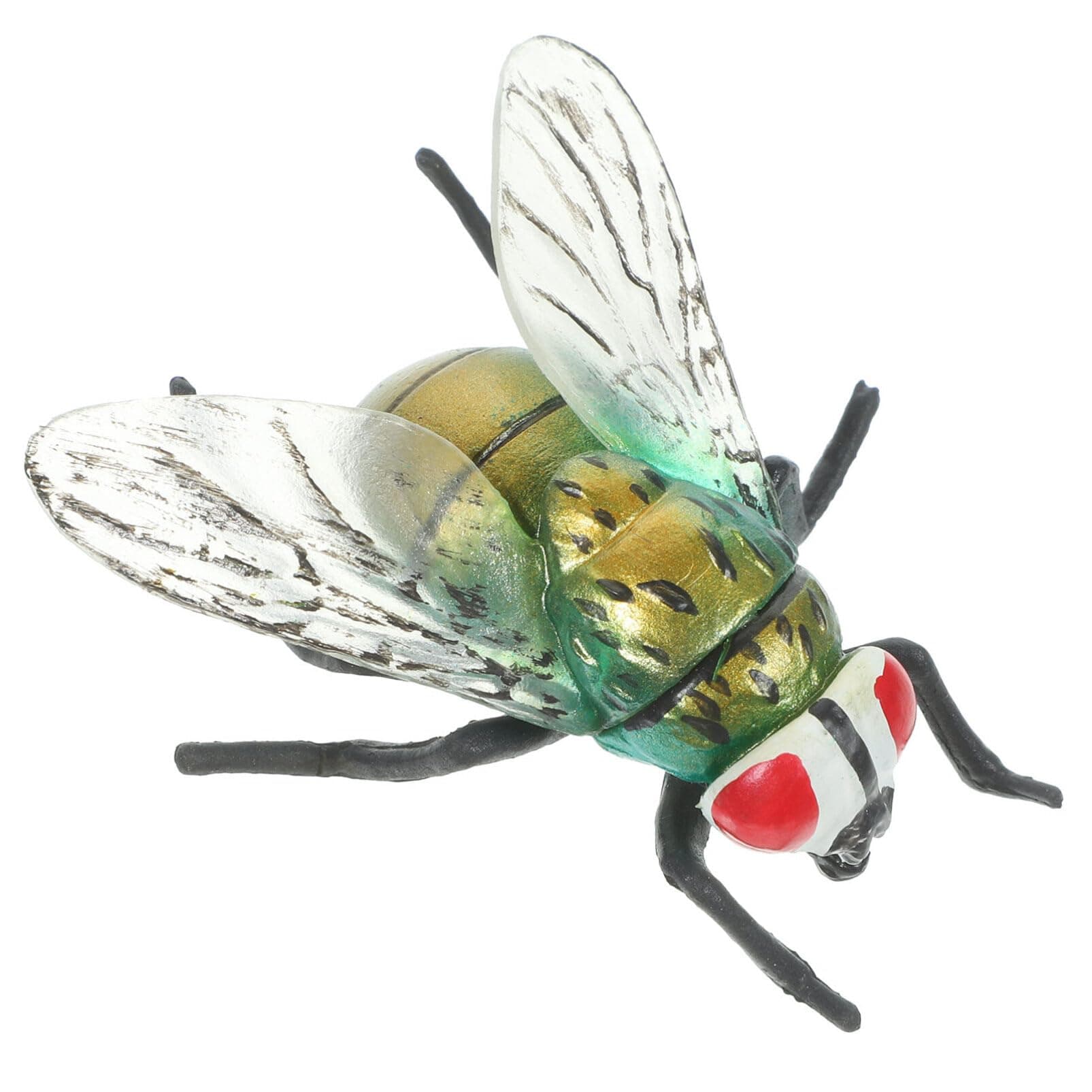 VOSAREA Plastic Fly Figurine Green Big Fake Fly Realistic Large Fake Simulated Plastic Model Cognitive Plaything Scary Tricky for Joke Halloween Party Favors (2.36X1.97X0.94in)