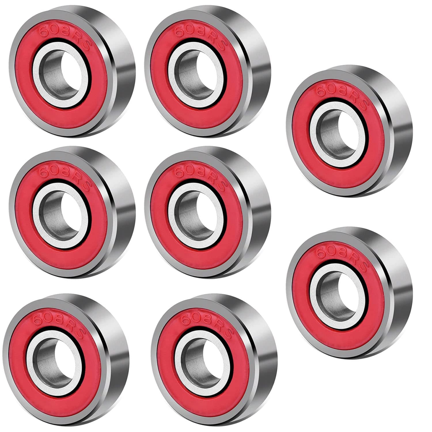 Merin 8 Pieces Skateboard Bearings, Ball Bearings, Longboards, Premium 608 Ball Bearing, Skate bearings, for Skateboard, Roller Skates, Inline Skate, Quad Skates, Scooter and Longboard