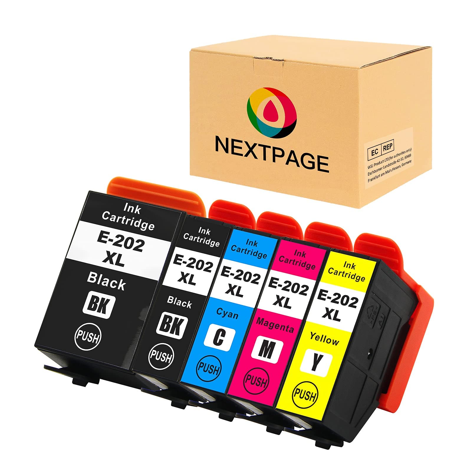 NEXTPAGE 202XL Ink Cartridges for Epson 202 Compatible with Epson XP-6000 XP-6001 XP-6005 XP-6100 XP-6105 Printer Black Cyan Magenta Yellow Photo Black Ink Set (Pack of 5)