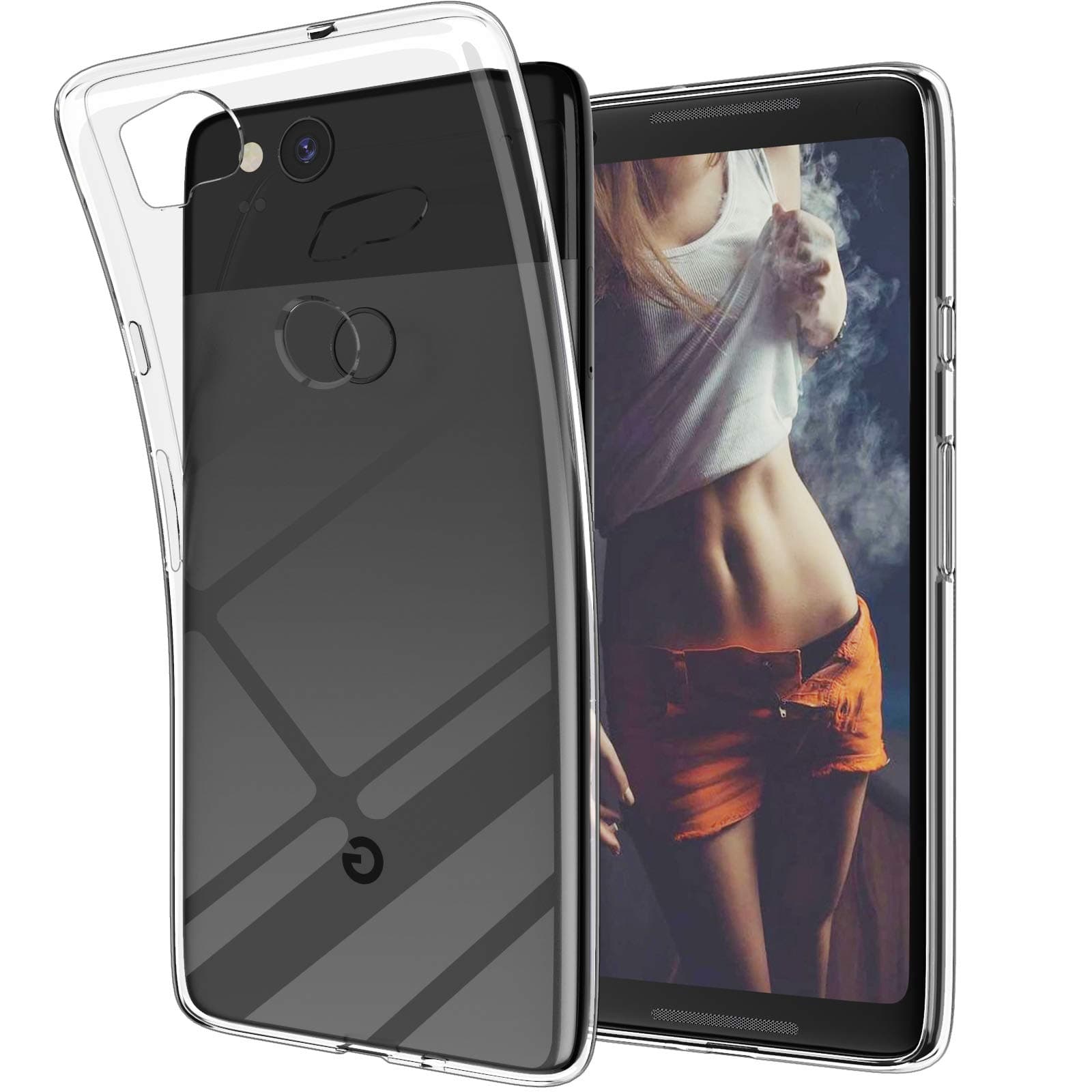 Google Pixel 2 Clear Case Slim Thin Silicone Soft Skin TPU Shock Absorption/Scratch Resistant Flexible Gel Rubber Protective Case Cover for Google Pixel 2 (Crystal Clear)