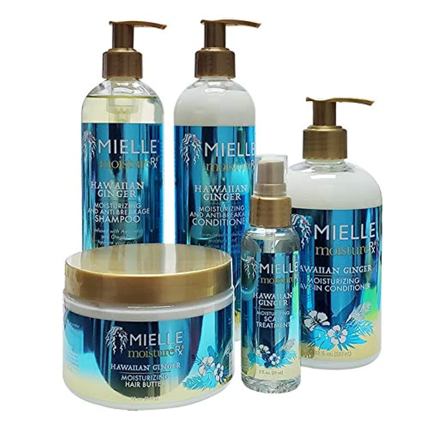 RX Hawaiian Ginger Shampoo+Conditioner+Leave-in Conditioner+Hair Butter+Scalp Treatment"5PCs SET"