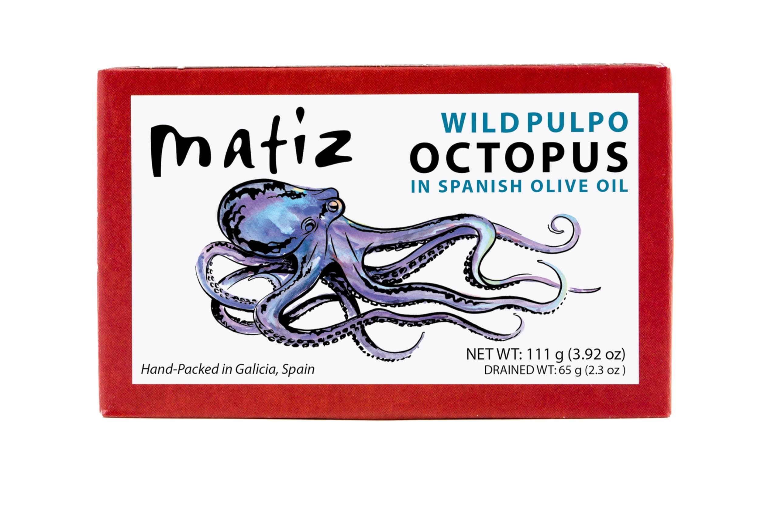 Matiz Pulpo Wild-Caught Pulpo Spanish Octopus in Olive Oil 4.0 Oz, (12 Pack)