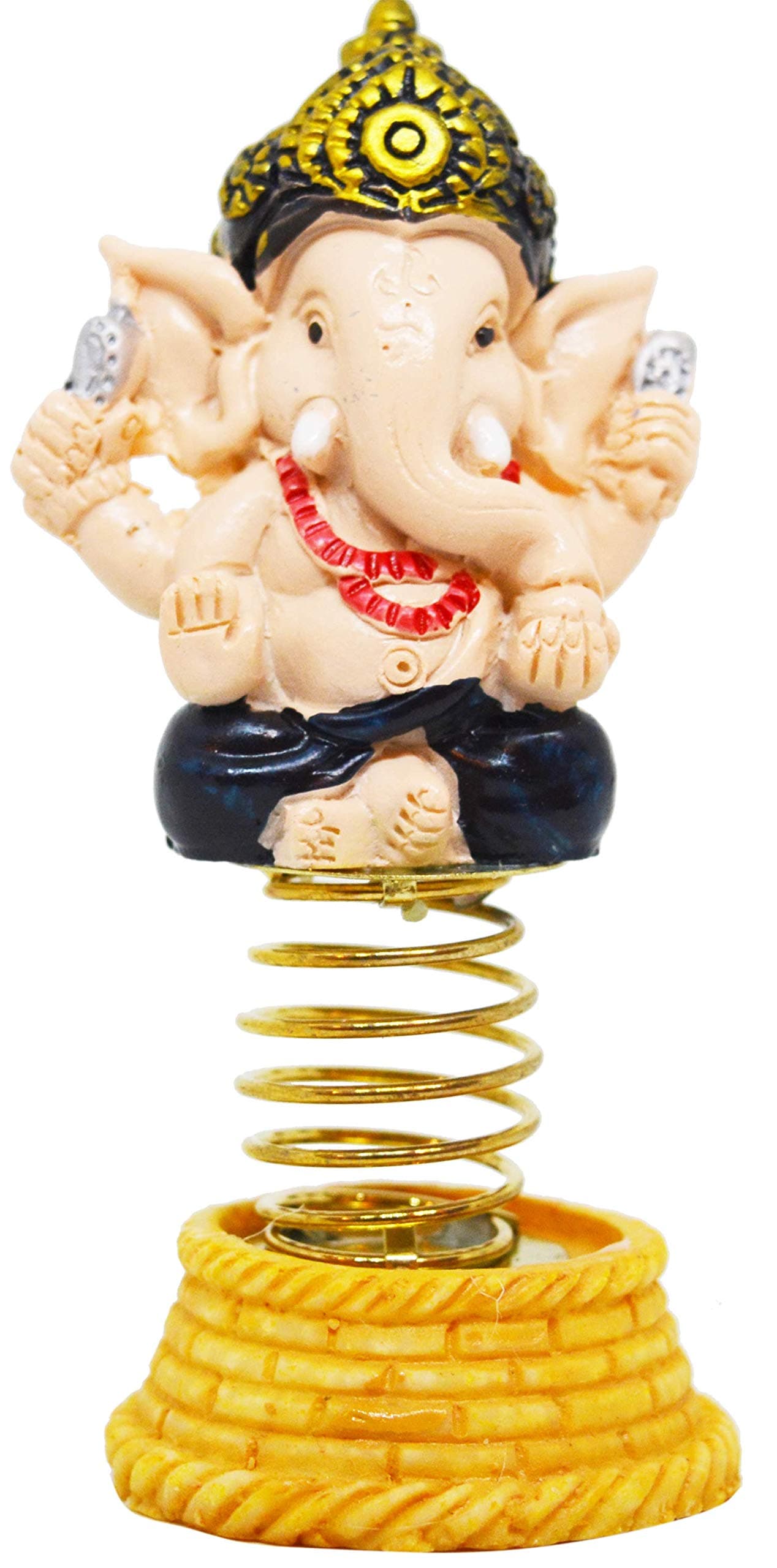 Saubhagya Global Polyresin Nodding Head Spring Little Ganesha Idol Figurine Showpiece, 4 * 4 * 10 cm (Black)
