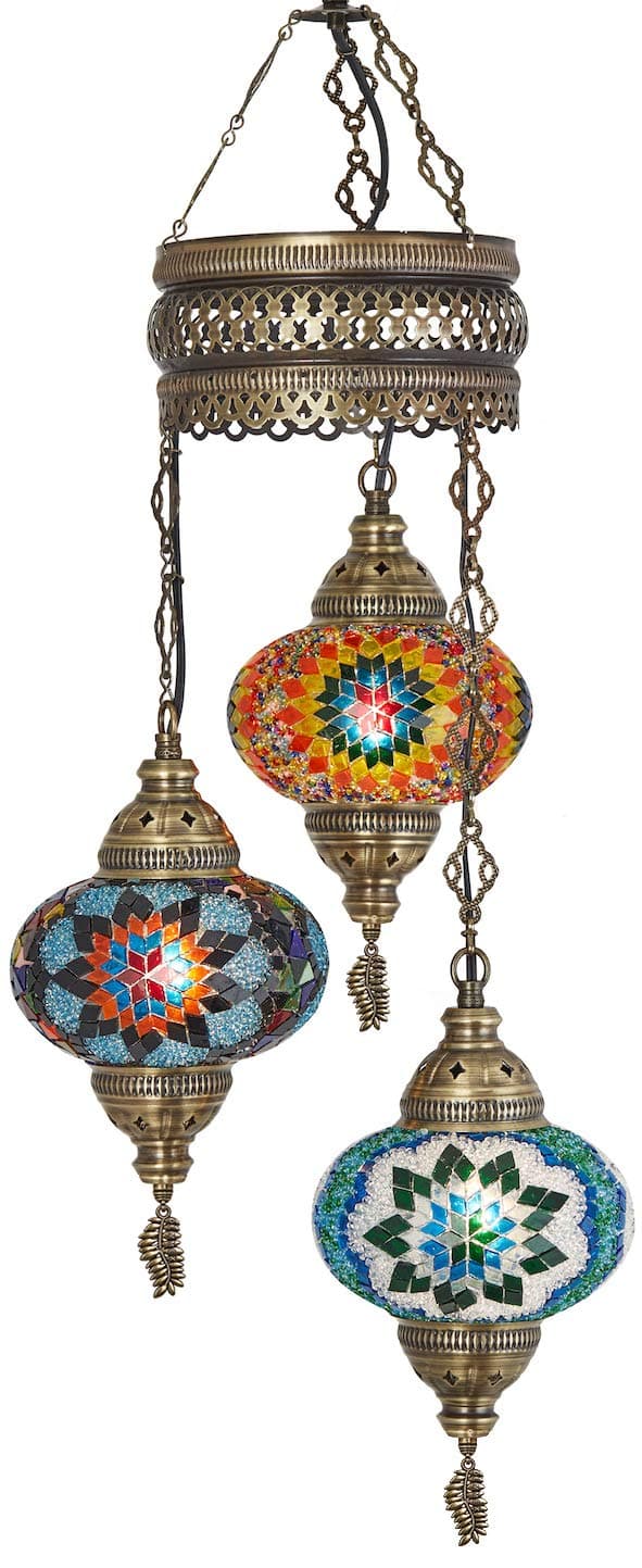 CopperBull (Choose from 12 Designs) Turkish Moroccan Mosaic Glass Chandelier Lights Hanging Ceiling Lamps (Large-3)