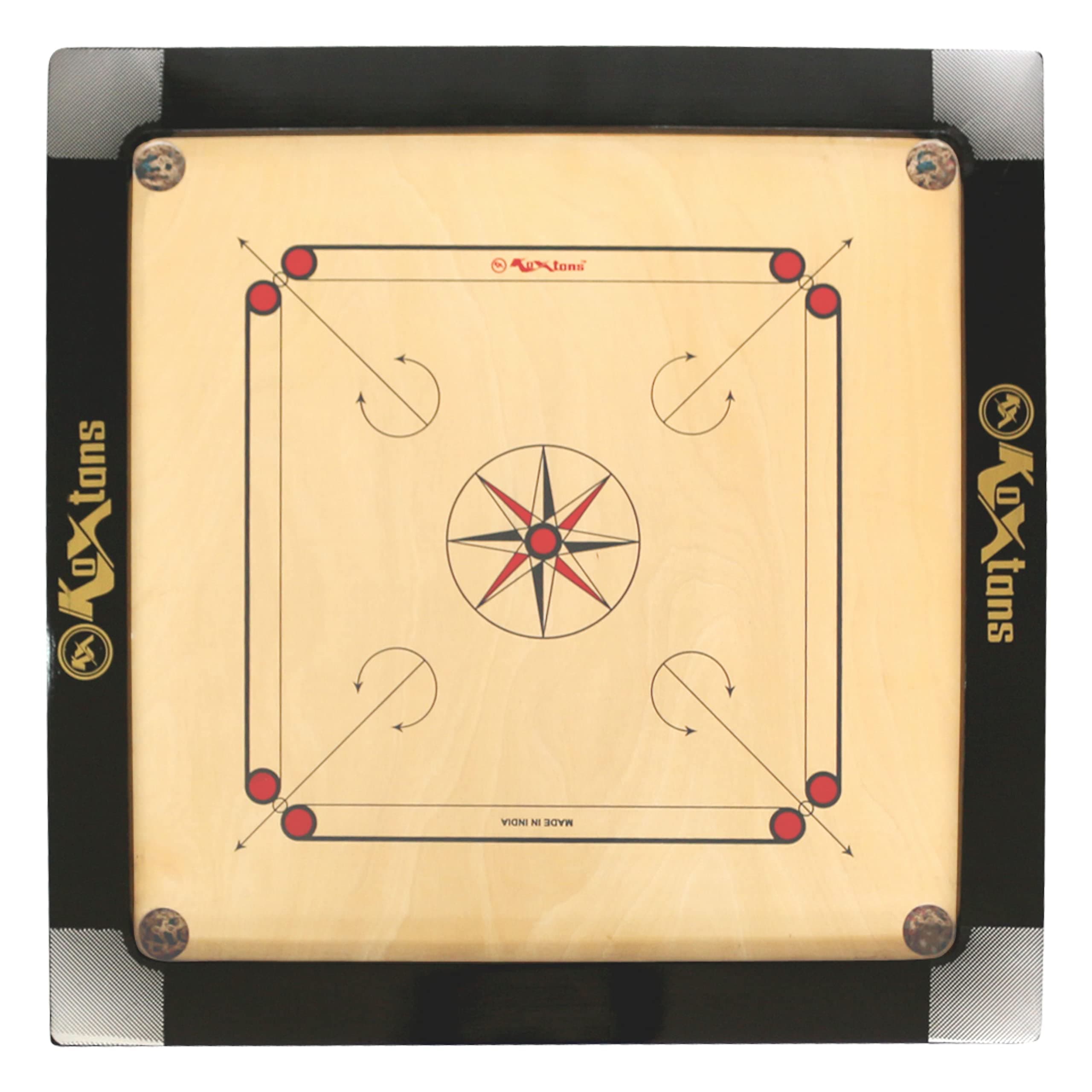 Carrom Board Full Size with 3" Border Premium, Brown, Black and Gold (Kxcb01)