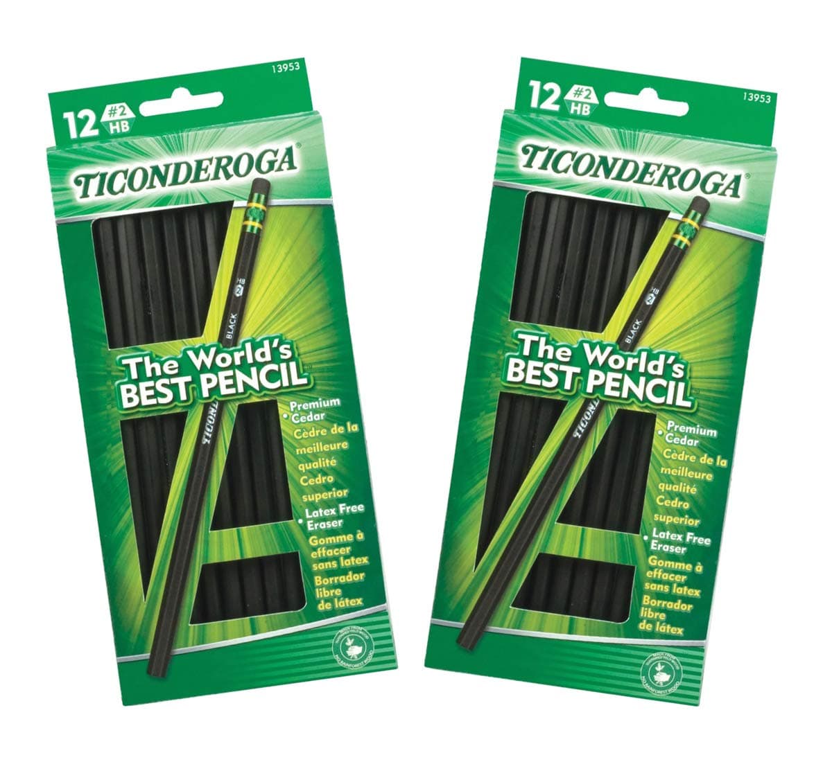 Ticonderoga Wood-Cased #2 Pencils, Case of 24, Black (13953) (Case of 24)