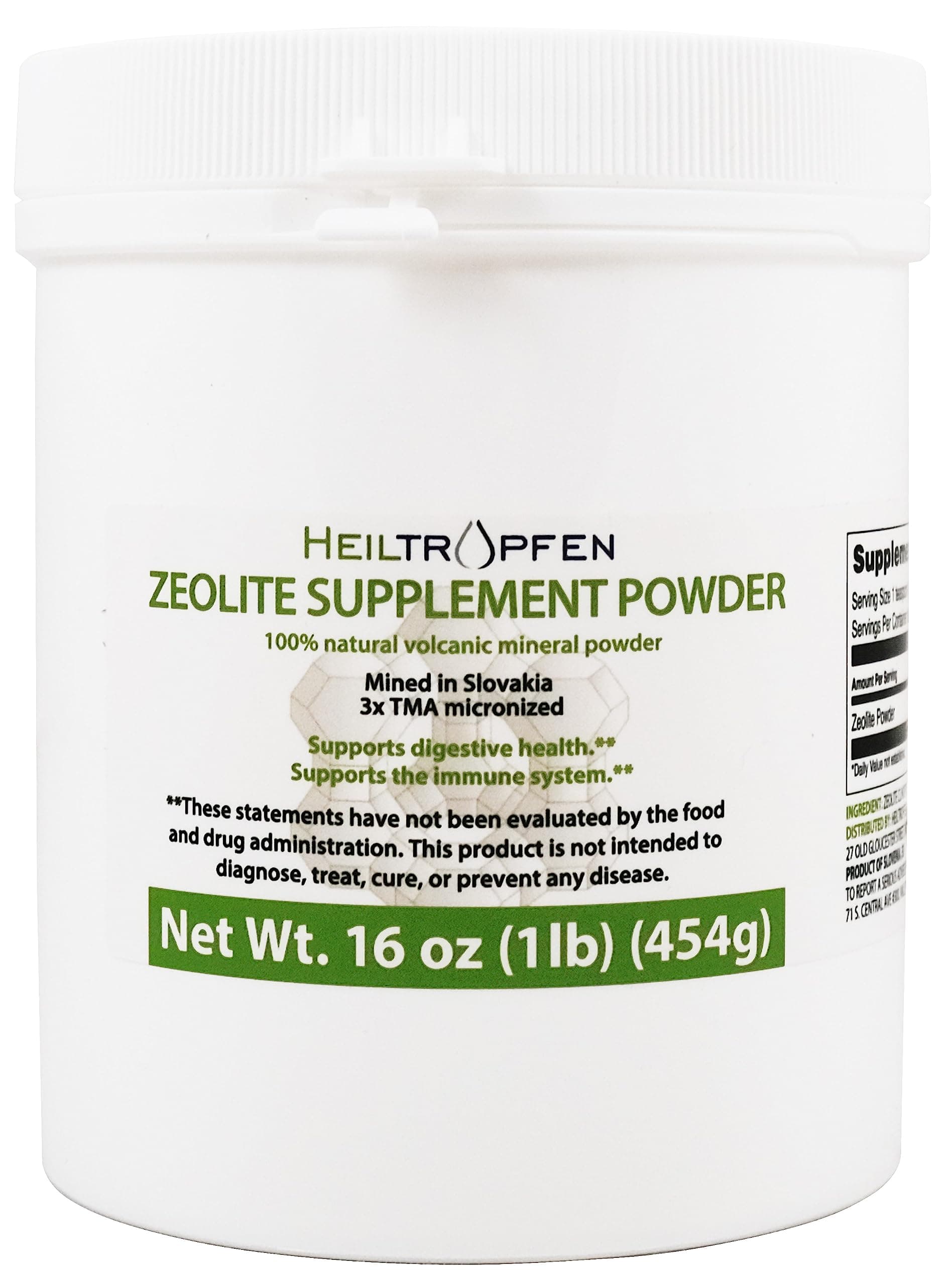 Heiltropfen Zeolite Powder | Dietary Supplement | 3X Activated | 1 lb - 454 g | Detox | Clinoptilolite 94%+-3 | Natural Mineral Dust | Ultra FINE Less-Than 2 µm