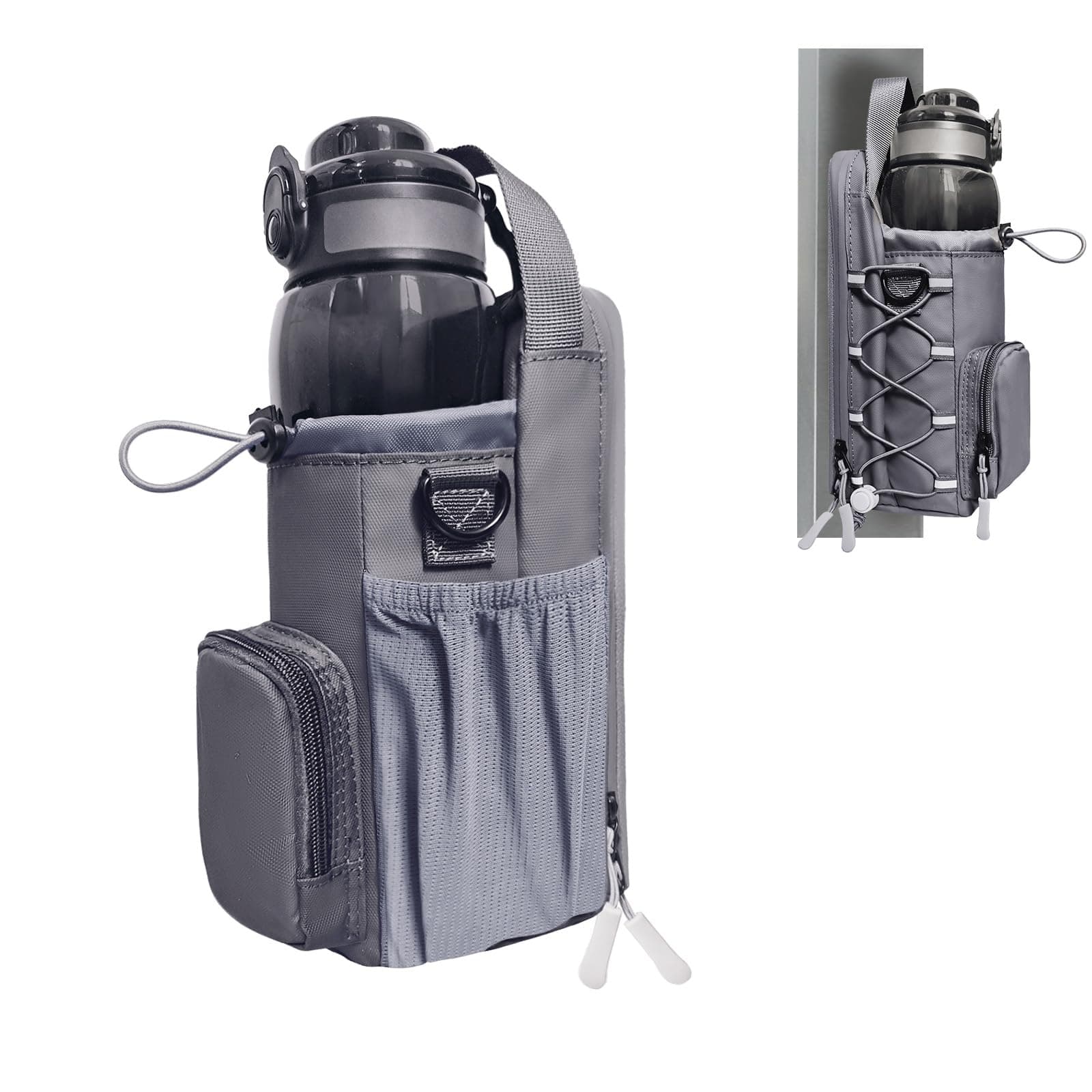 Magnetic Gym Bag for Men and Women, Magnetic Water Bottle Holder for Gym, Small Gym Bag, Gym Gifts for Women and Men, Gray, Movement