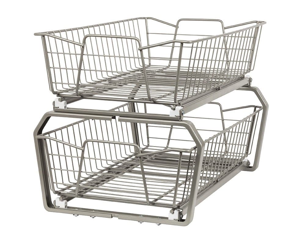 ClosetMaid3088 Two Tier 11-Inch Wide Kitchen Cabinet Organizer, Nickel