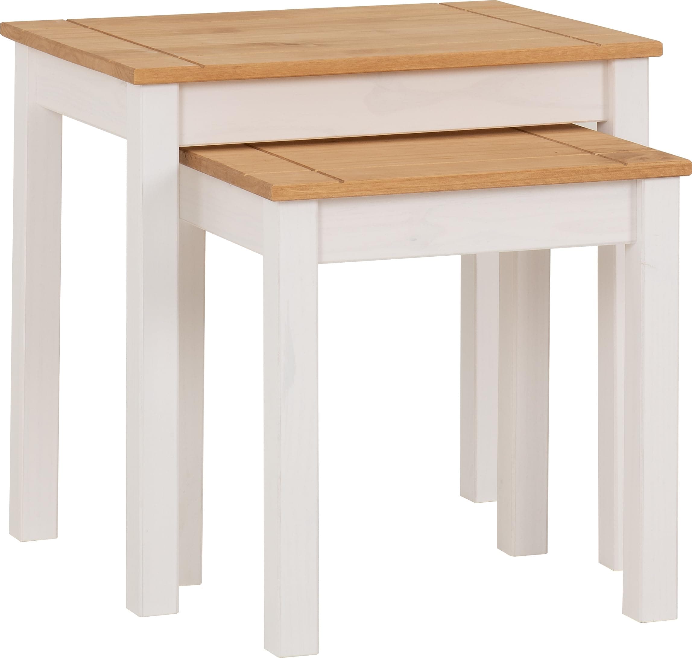 SeconiquePanama Nest of 2 Tables in White/Natural Wax