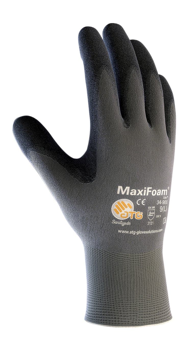 34-900/L Maxifoam Lite, Gray 15G Nylon Shell, Black Nitrile Foam Coating Gray