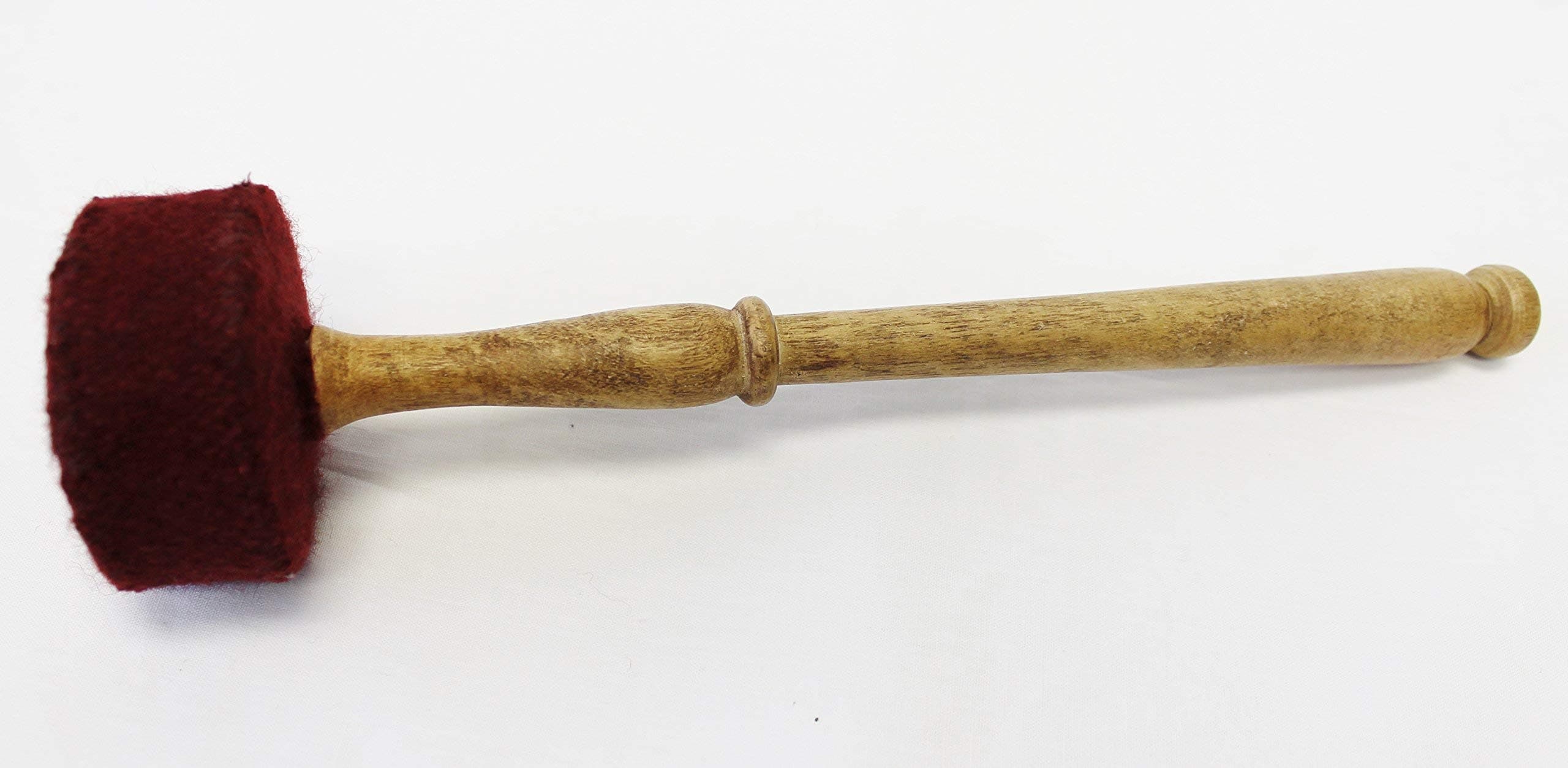 F780 11" Long Red Felted Mallet-Goner-Striker for Tibetan Singing Bowl/Gong Hand Made in Nepal