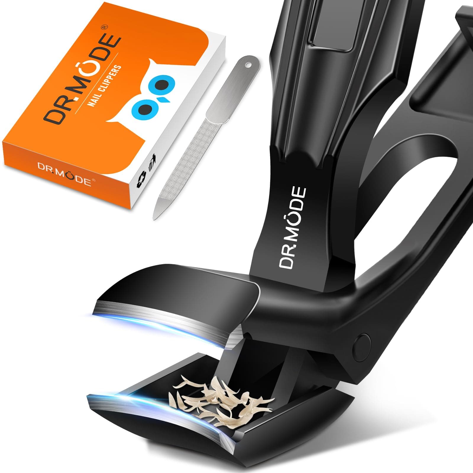 DRMODE Toe Nail Clippers for Thick Nails for Seniors, Angled Head Toenail Clippers for Thick Toenails with Wide Jaw Opening, Sharp Nail Clipper Cutter for Men with Catcher