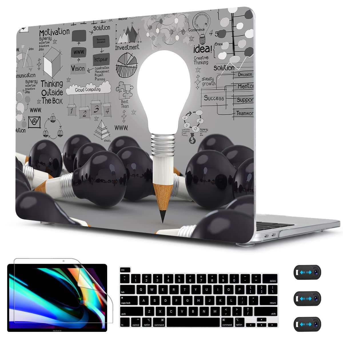 CISSOOKCreative Bulb Case for MacBook Pro 13 Inch 2025-2020 Release A2338 A2251 A2289, Hard Shell Cover with Keyboard Cover Screen Protector for MacBook Pro 13 M2 M1, Bulb