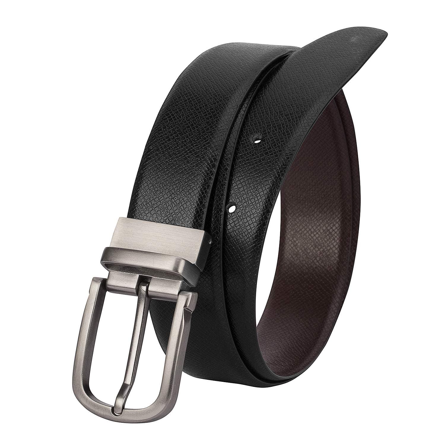 Jungler Men Formal Brown & Black Nappa Genuine Leather Reversible Belt(Size:32)