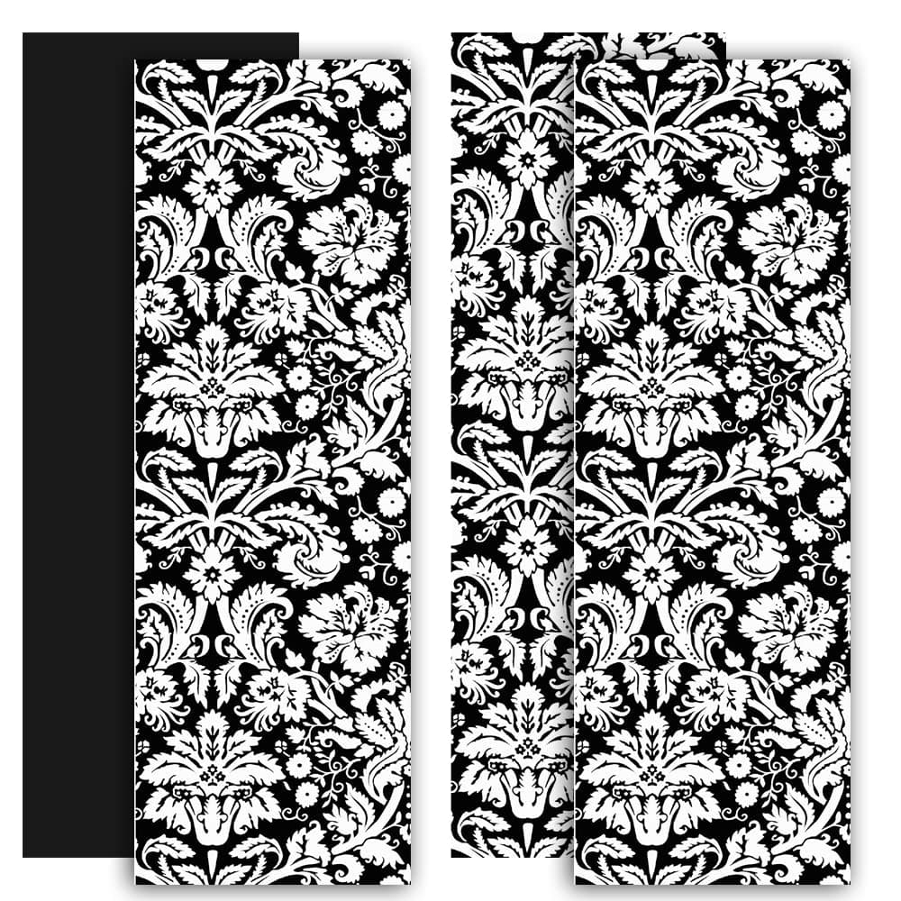 APPLIANCE ART Deluxe School Locker Magnetic Wallpaper | Decorative | Magnetic Vinyl for Instant Update | Trimmable | Easy Install, Remove & Reuse | Set of 4 Sheets | Damask Black with Chalkboard