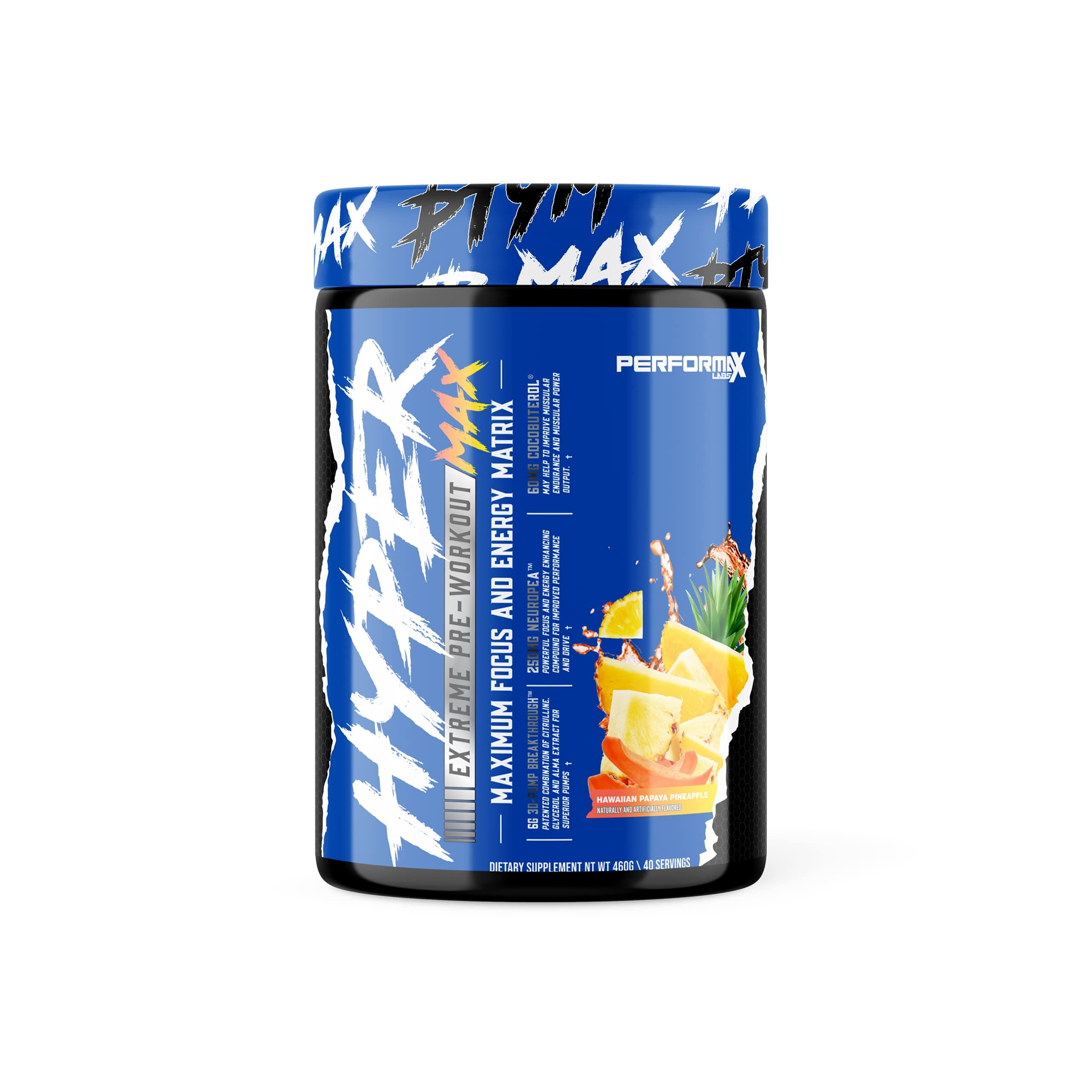 Performax LabsHyperMax 3D Extreme Pre-Workout Intense Energy High Stim Vasodilator | Improve Exercise Performance, Endurance, Muscle Pumps, Focus & Mood (Hawaiian Papaya Pineapple)