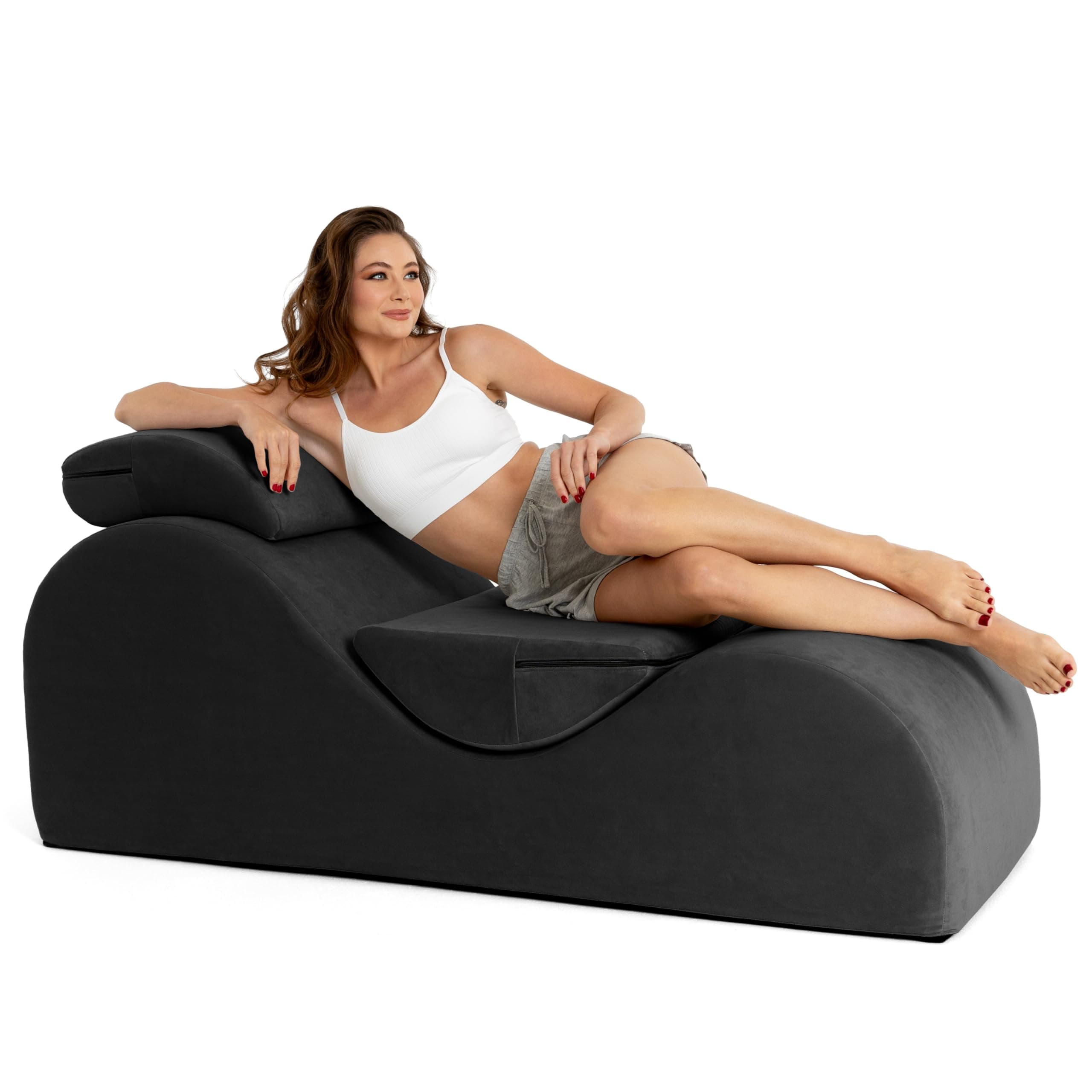 Luvu Lounger - Chaise Lounge Chair for Yoga, Exercise, Massage - High Density Foam - Made in The USA - Black