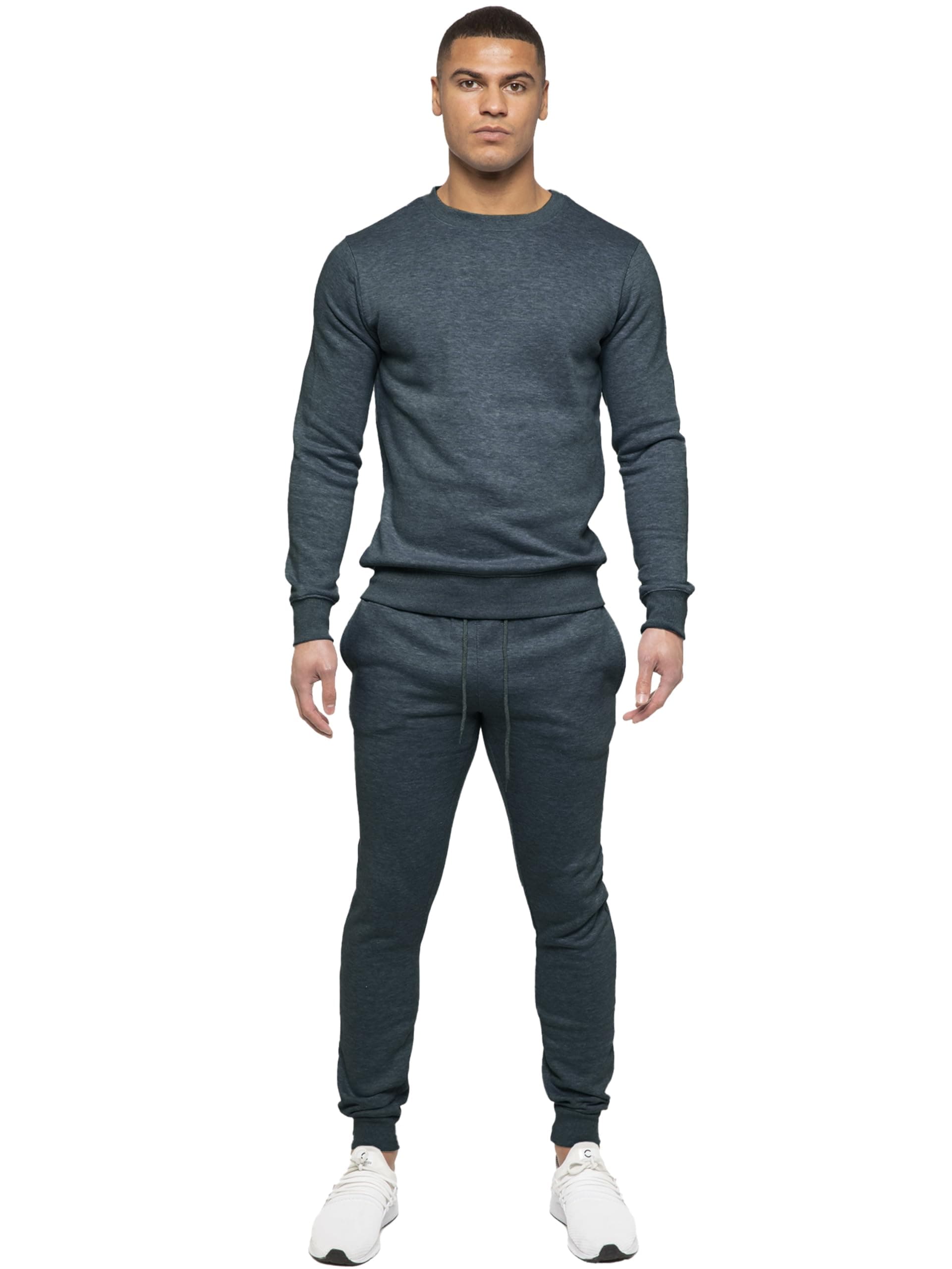 BRAND KRUZEMens Crew Neck Jumper Long Sleeve Pullover Tracksuit Set Sweatshirt and Joggers