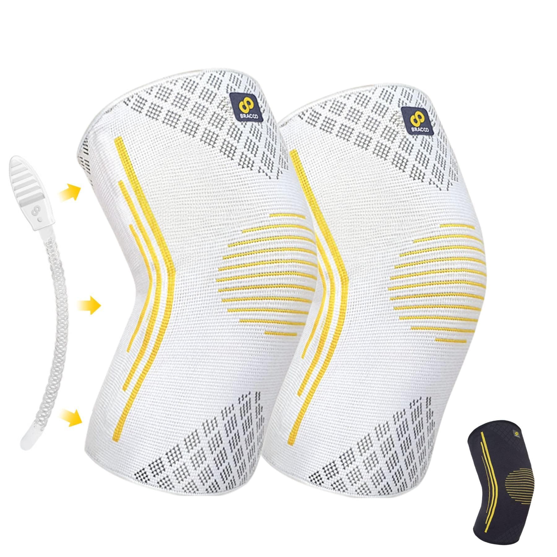 Bracoo2 Pack Knee Compression Sleeves for Men and Women – Knee Support Brace for Running, Workout, Pain Relief, Meniscus Tear, Arthritis, Joint Recovery, Sports Injury, KE92