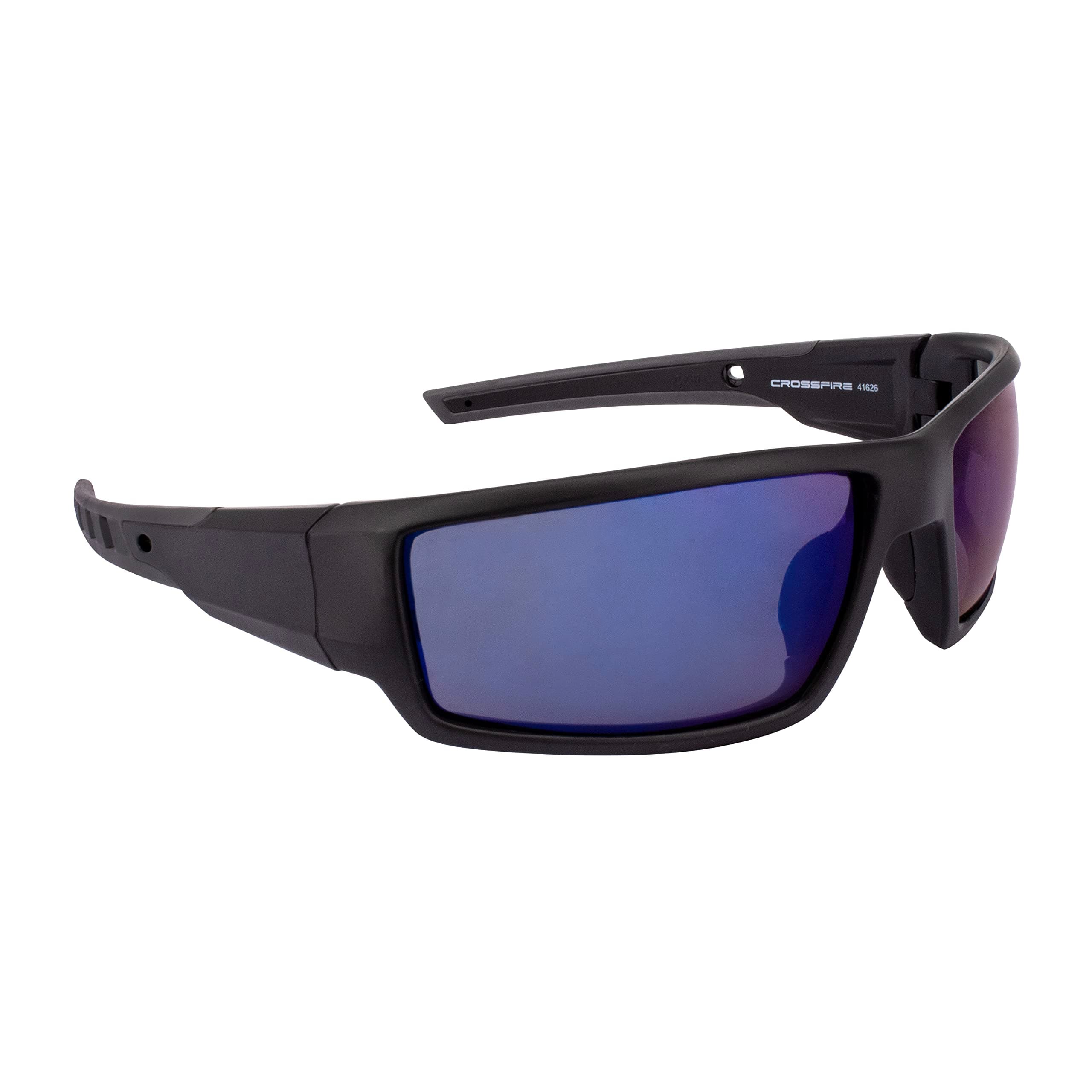 Crossfire Cumulus Blue Mirror Lens and Matte Black Frame Safety Glasses