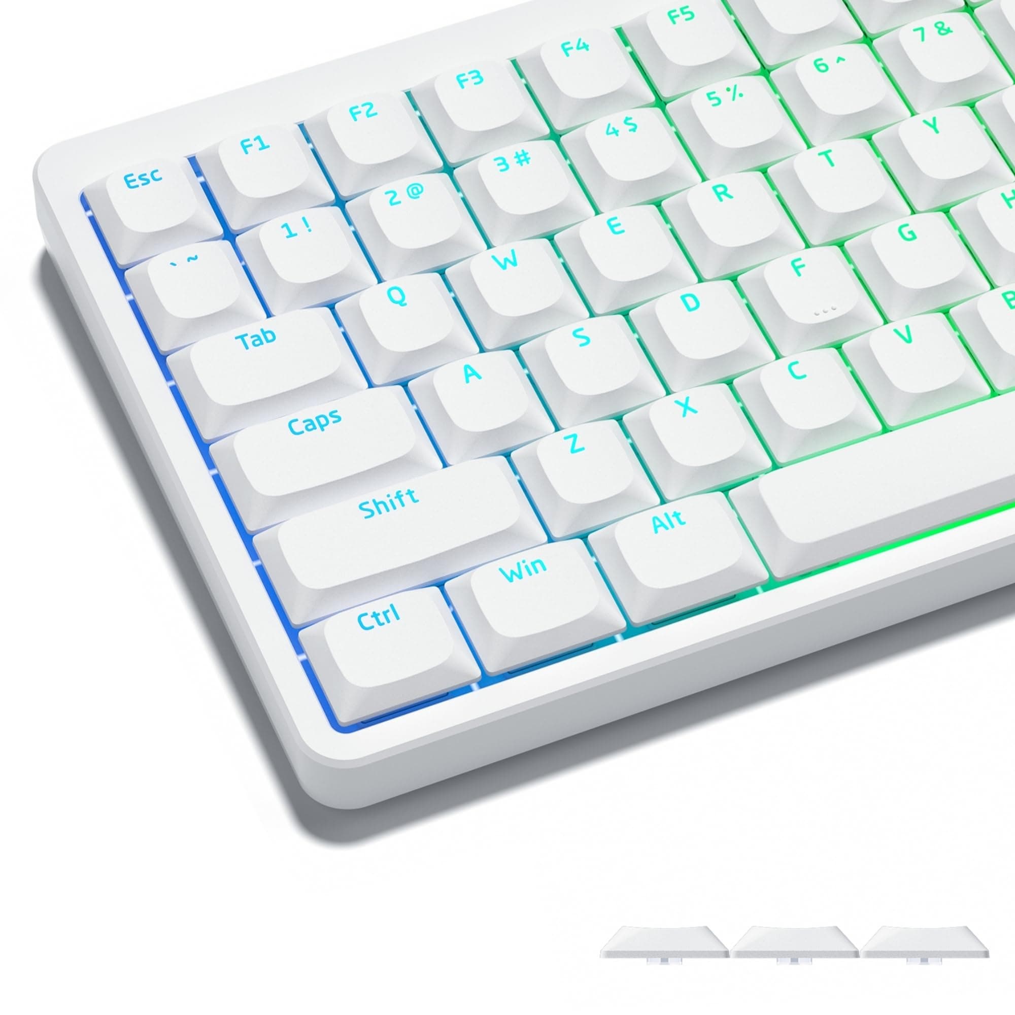Womier Low Profile Keycaps - Translucent and Custom PBT Keycaps for Mechanical Keyboards (60%, 65%, 75%, 80%, 100%) with Cherry or Gateron MX Switches, White Illumination