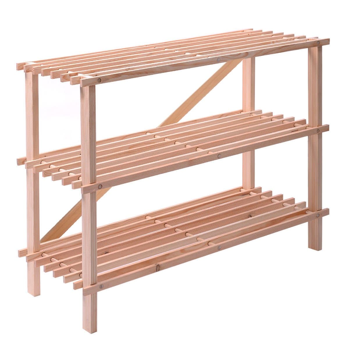 Wooden Shoe Rack Oragnizer Storage 3 Tier Shelf Standing Closet Household, Suit different sizes and styles footwear