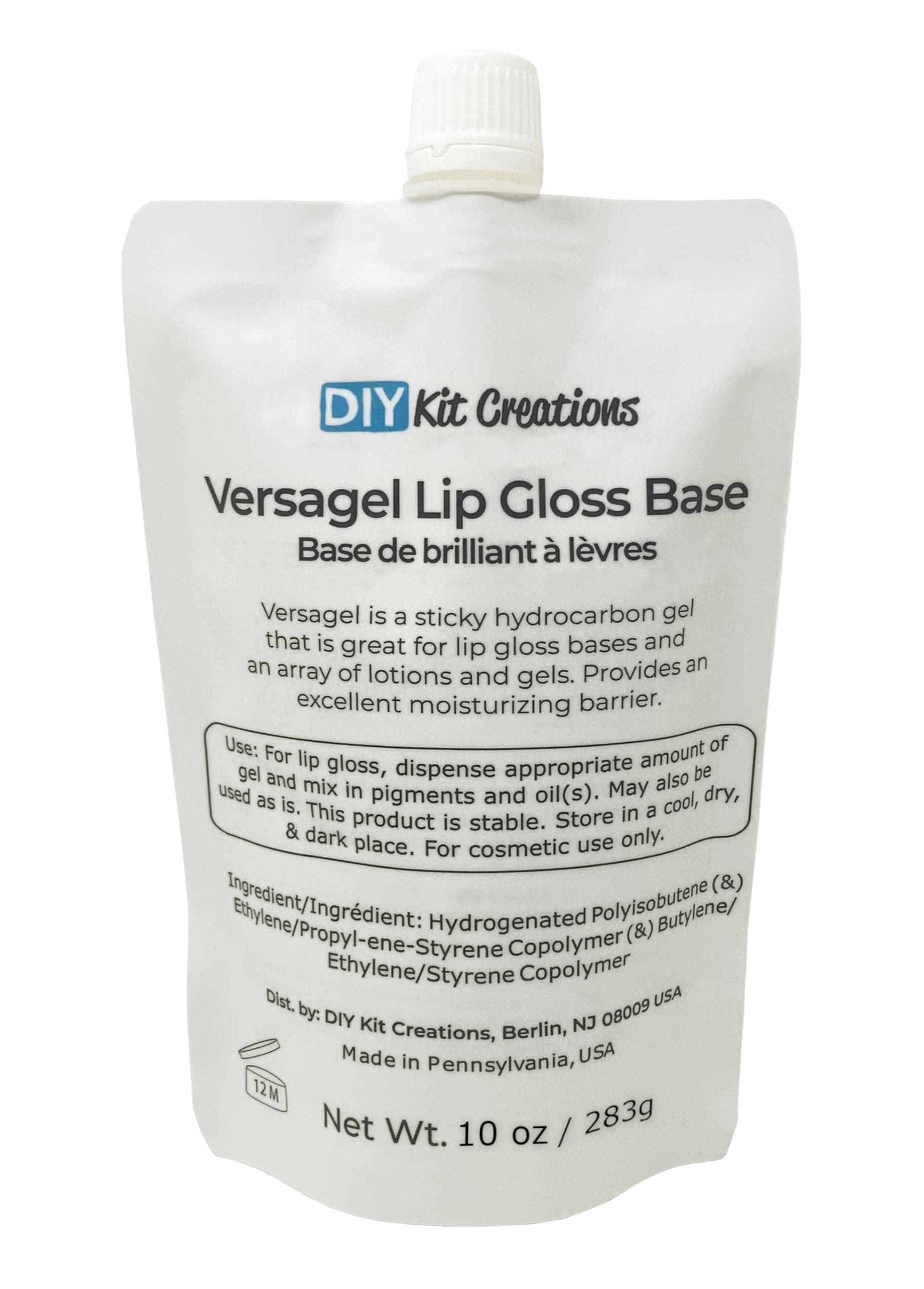 Versagel ME Lip Gloss Base 10oz, Vegan, Gluten-free, Clear, Moisturizing, Made in the USA (283g)