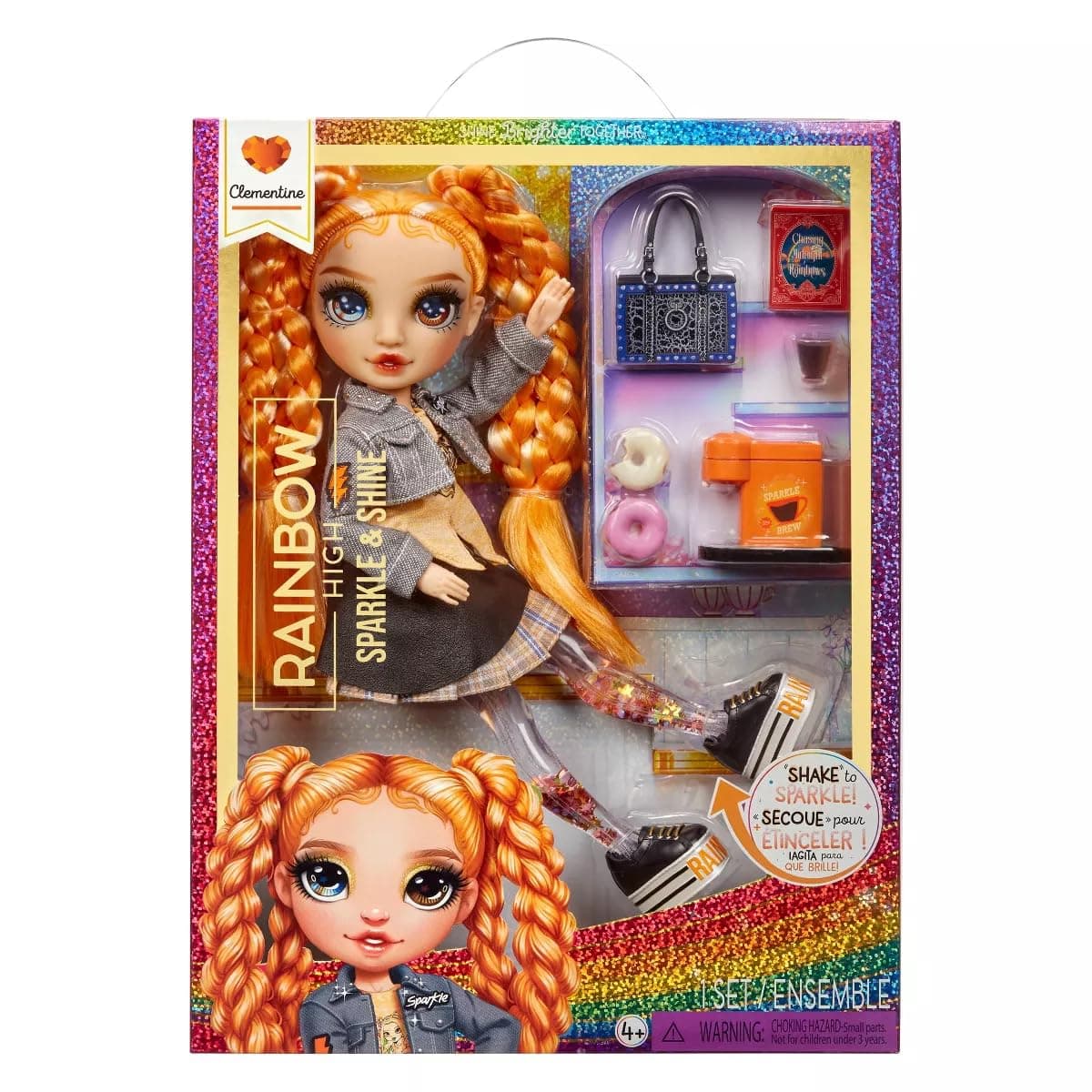 Sparkle and Shine - Clementine (Orange) - 11" Fashion Doll with Liquid Sparkles on Legs, Shake to See Them Shine, Great for Boys and Girls Ages 4-12