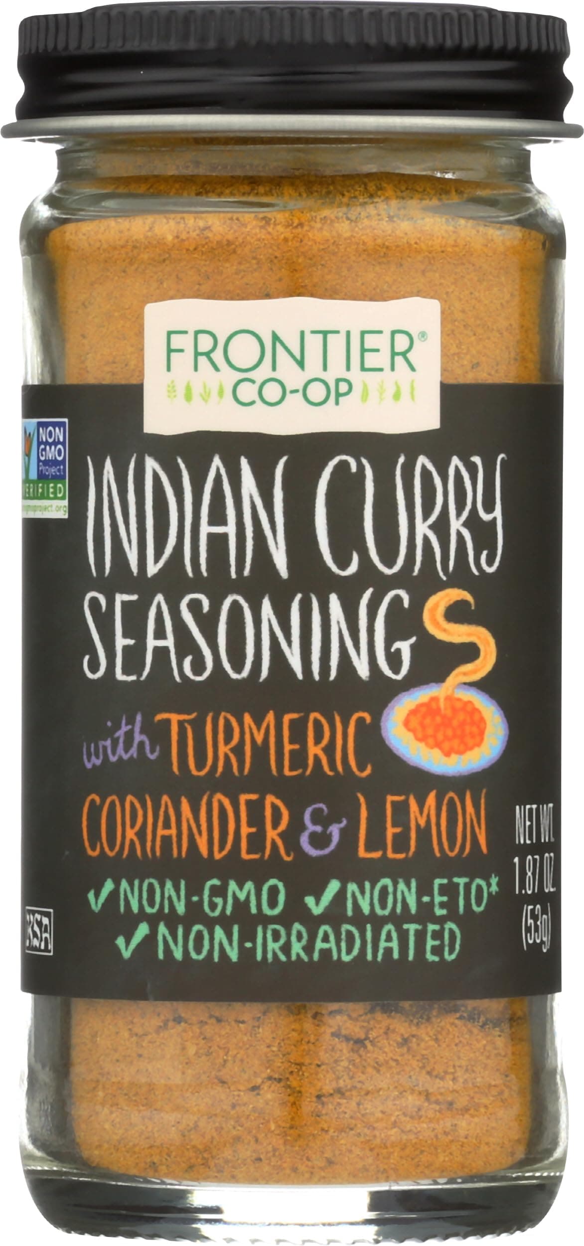 Frontier Co-op Indian Curry Seasoning, 1.87 Ounce Bottle, Complex Flavor with Turmeric, Coriander and Lemon