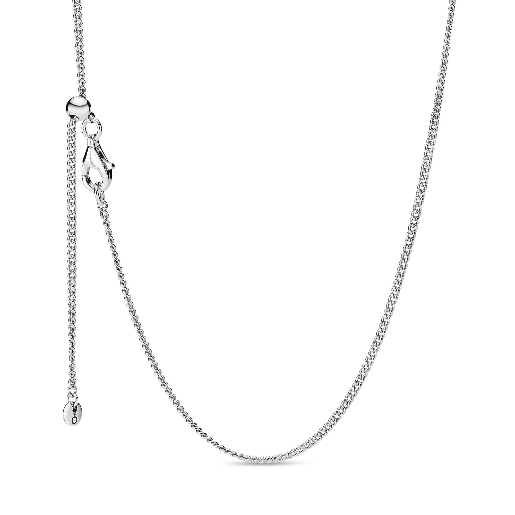 Jewelry Curb Chain Sterling Silver Necklace, 23.6", No Box