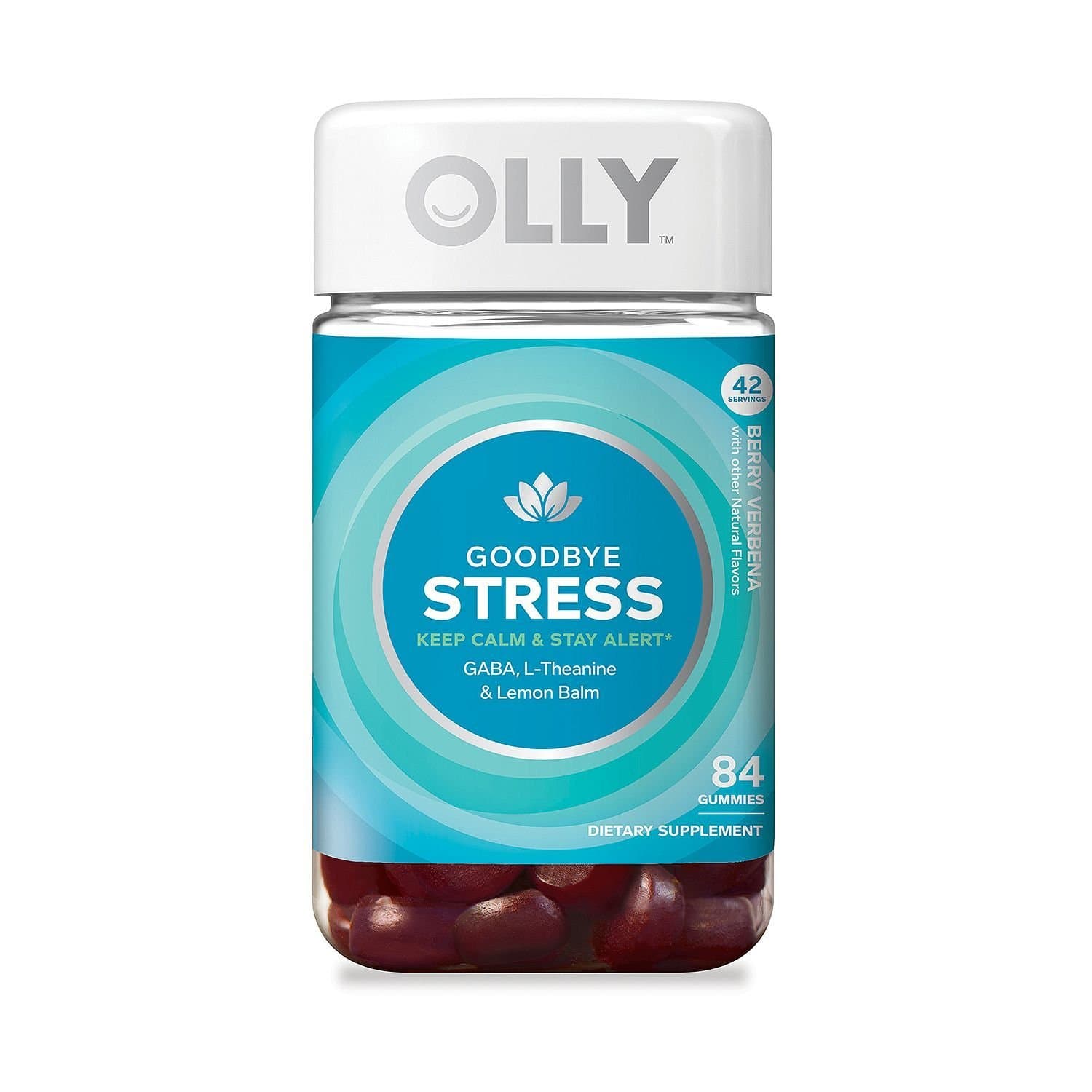 OLLYGoodbye Stress Gummy Supplements, Berry Verbena 1 Pack 84 ct