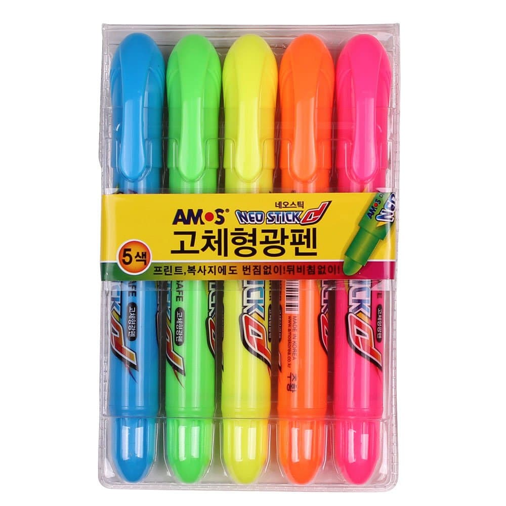 Neo Stick Dry Highlighter Ink Jet Safe, Solid Highlighter - 5 Colors Sets