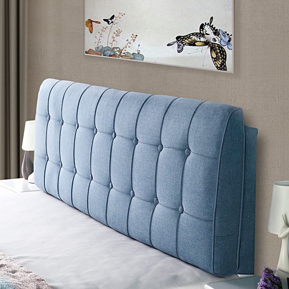 WAYERTY Solid Color Bedside Cushion, Reading Pillows Headboard Soft Pack Fabric Cotton Bed Head Cushion Large Backrest Bed Cover No Headboard Type-Blue W180xH58cm(71x23inch)