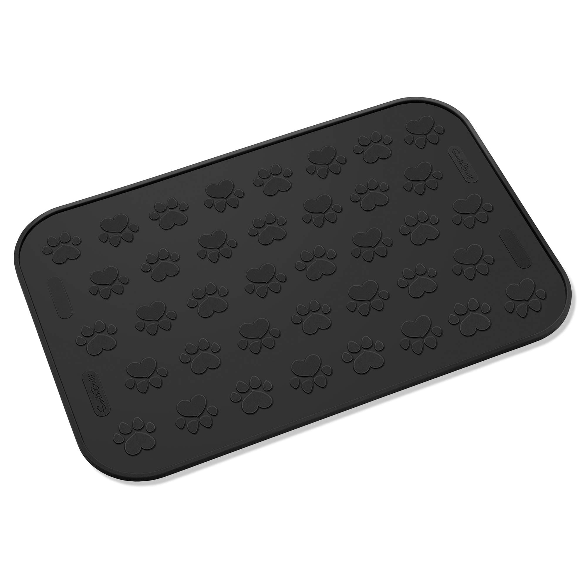 SmithBuilt 24" x 16" Large Dog Food Mat - Waterproof Non-Slip Silicone Cat Pet Bowl Feeding Placemat - Black