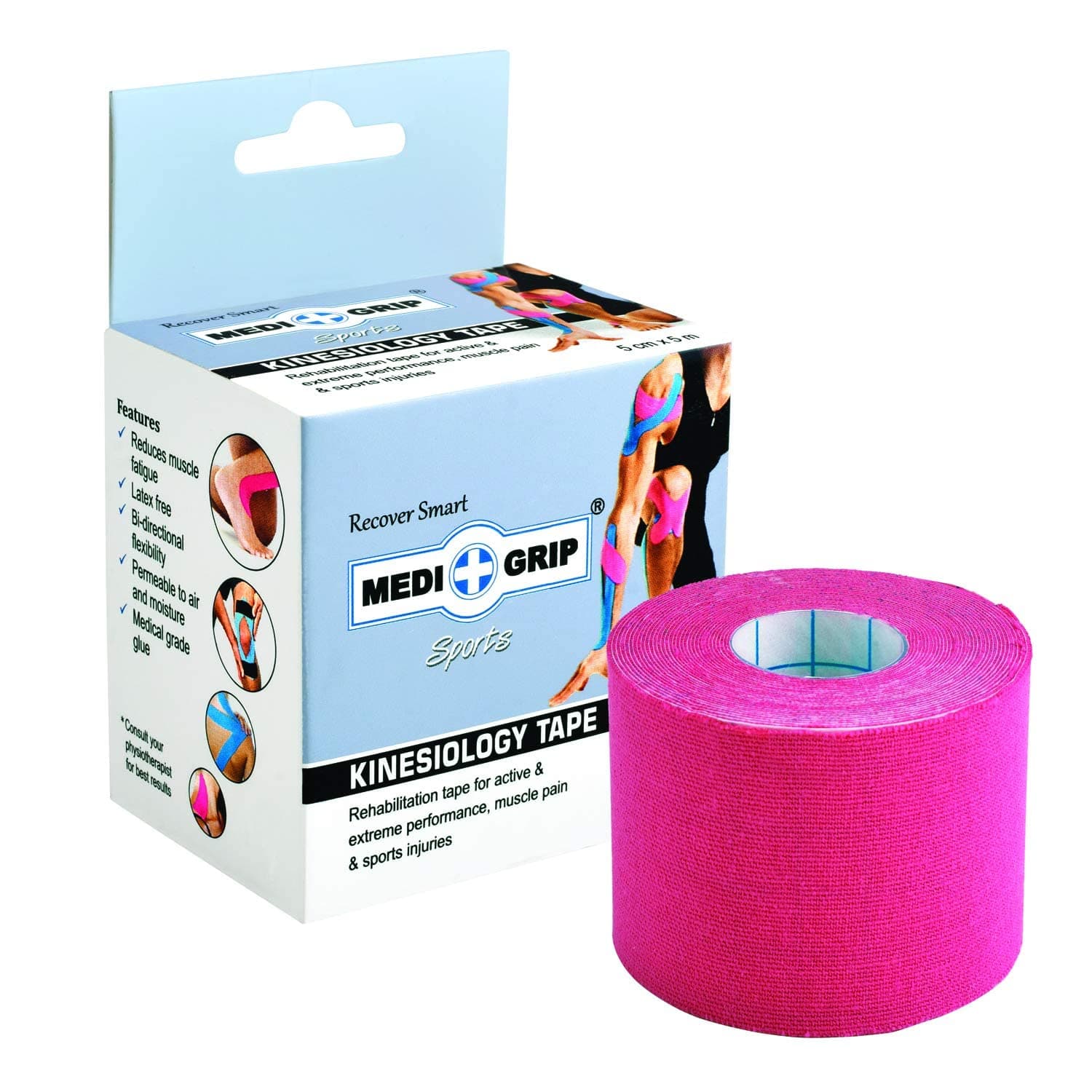 Medigrip Kinesiology Tape (5 cm x 5 m) 4 Rolls (Pink)