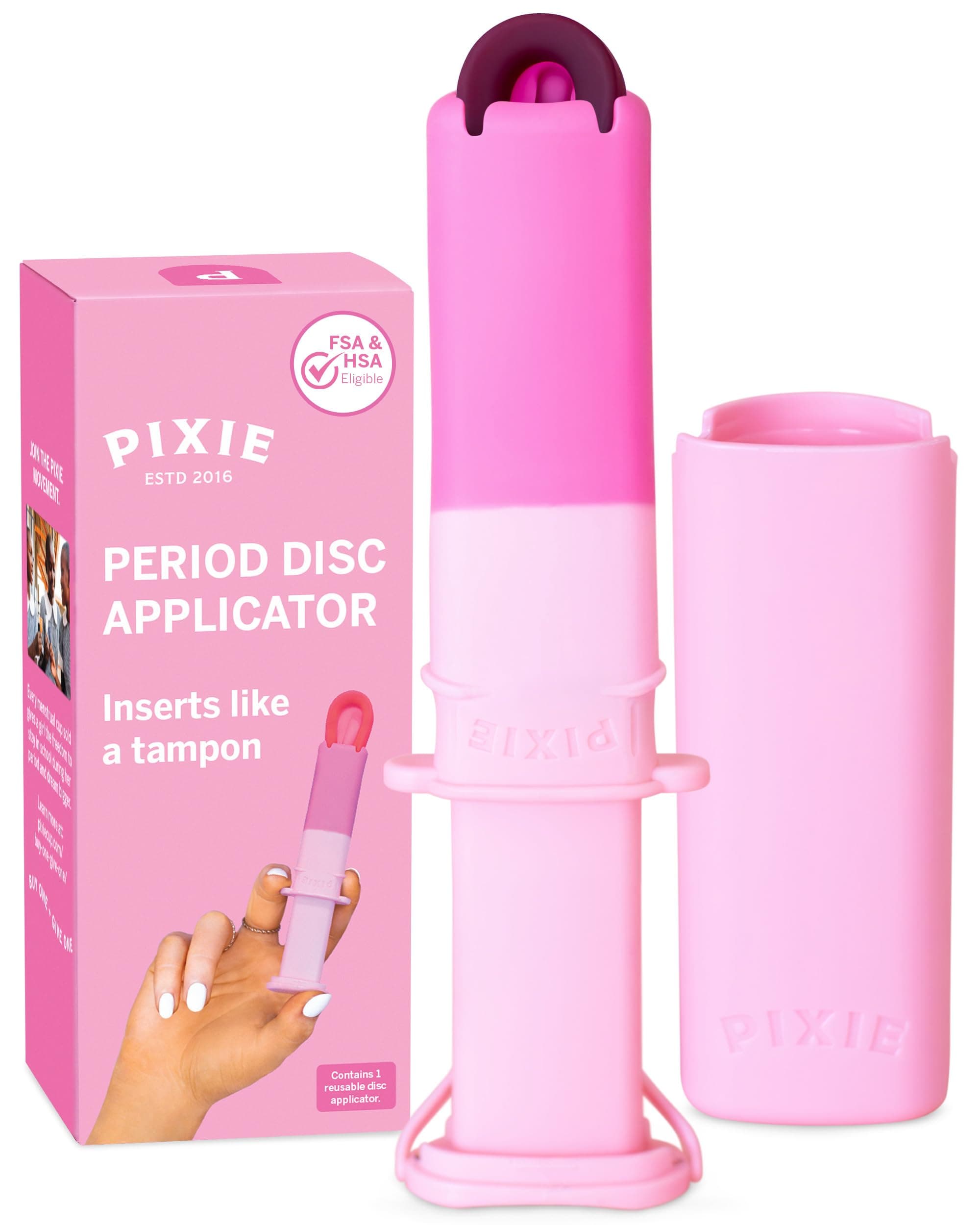 Pixie Cup Menstrual Disc Applicator - Inserts Like A Tampon - Every Woman Can Now Use Period Discs - Perfect for Long Nails - Self Sterilizer TPE Properties - Travel Case - NOT for Menstrual