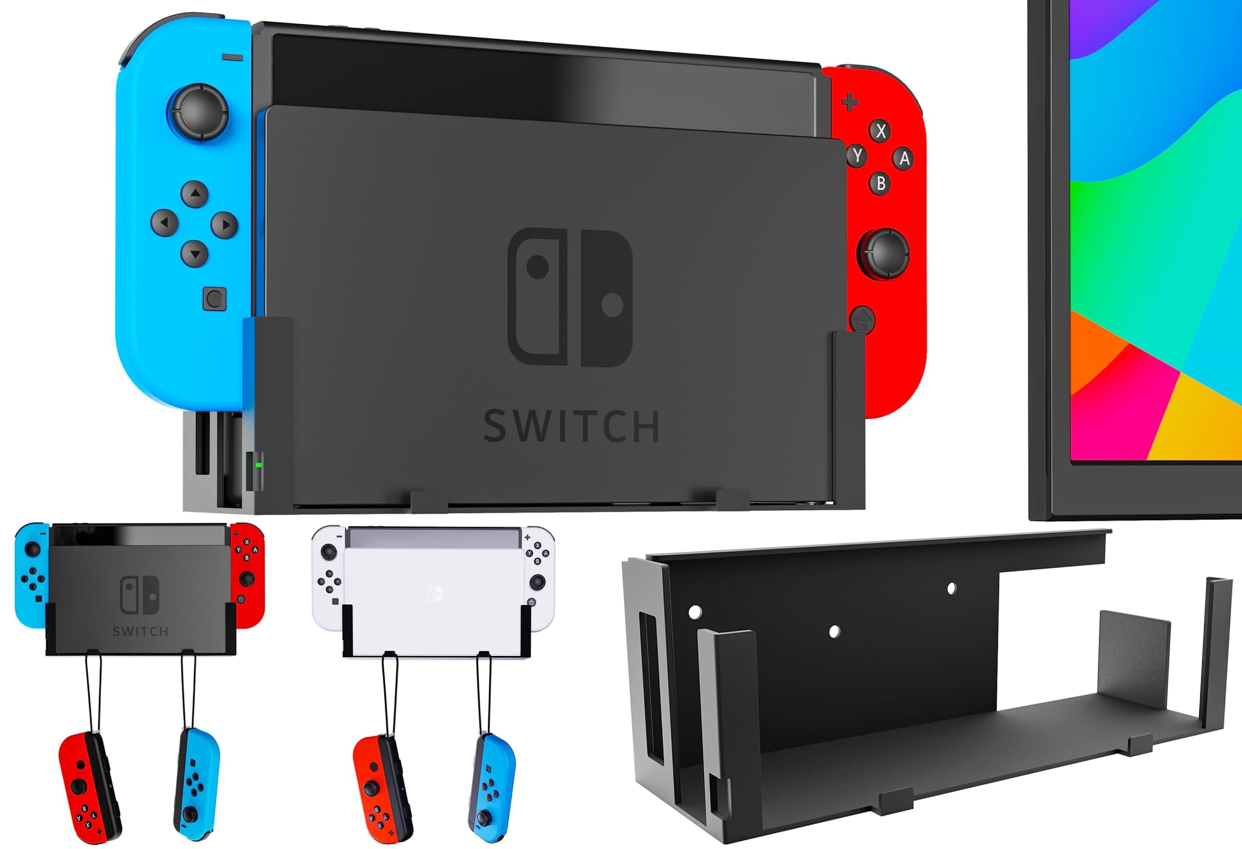 Wall Mount for Nintendo Switch, Wall Mount Kit Switch Mounting Bracket Compatible with Nintendo Switch OLED and Original 2-in-1