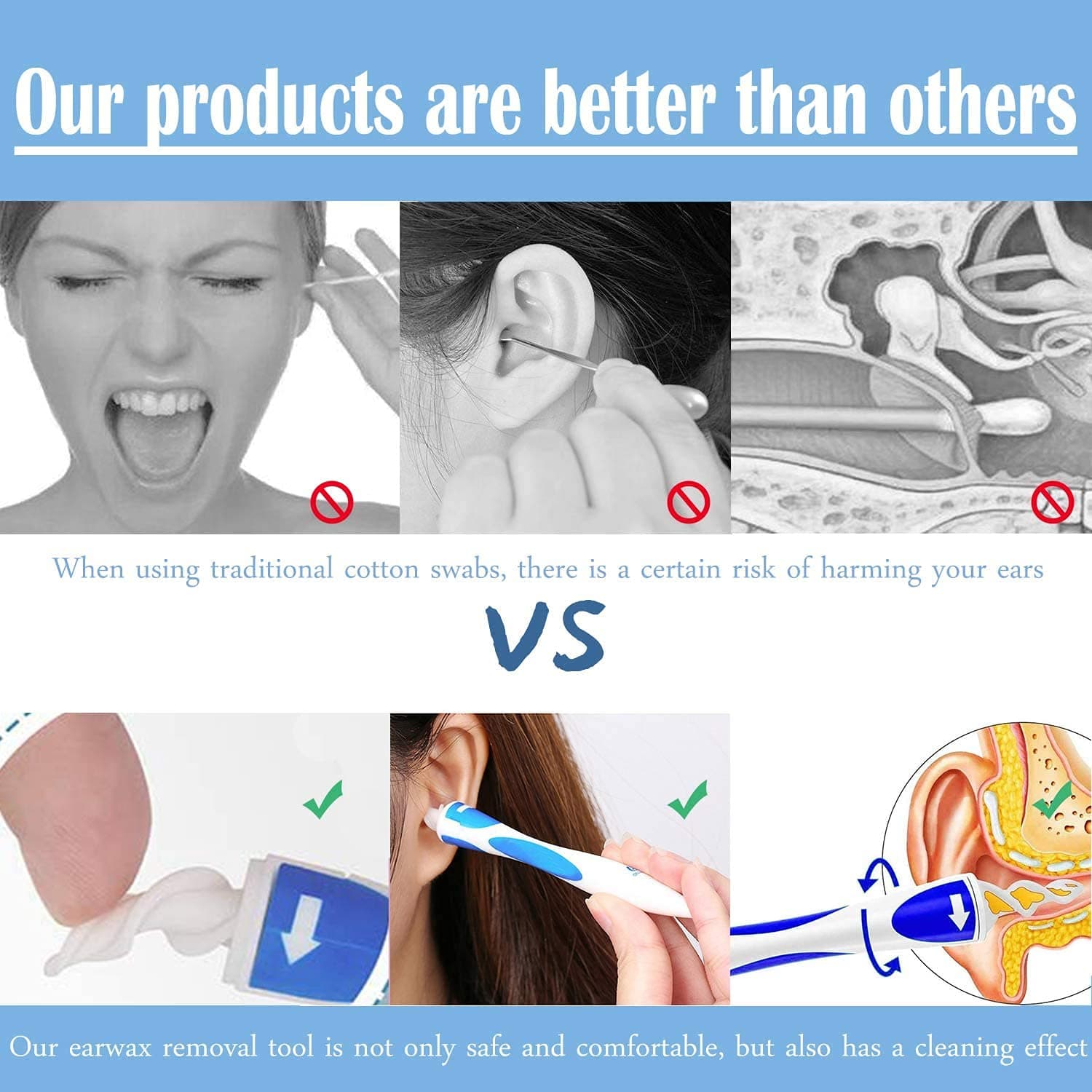 Q Grips Ear Wax Remover Q-Grips Earwax, Blue