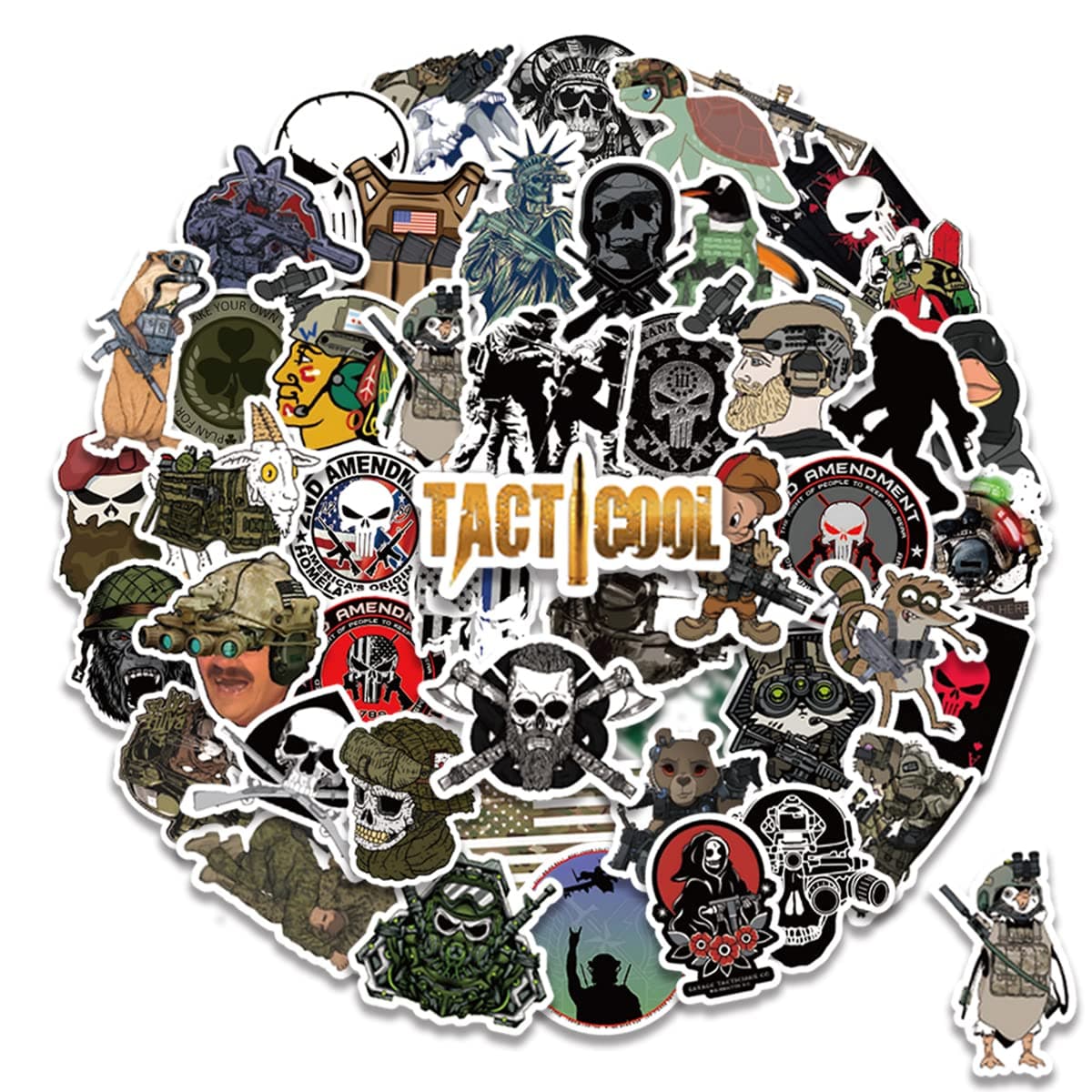 Pterosauria Tactical Stickers 52PCS - Funny and Military Decals Gift for Hard Hats, Adults/Teens