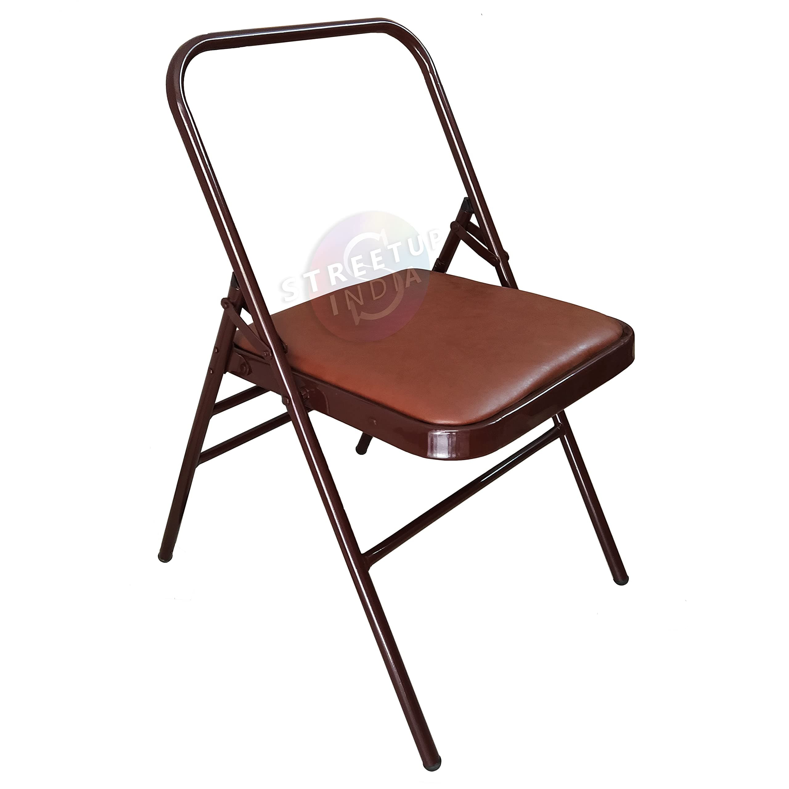 Streetup India® Yoga Chair with Leather Seat Backless Chair for Iyengar Yoga/Fitness (Brown)