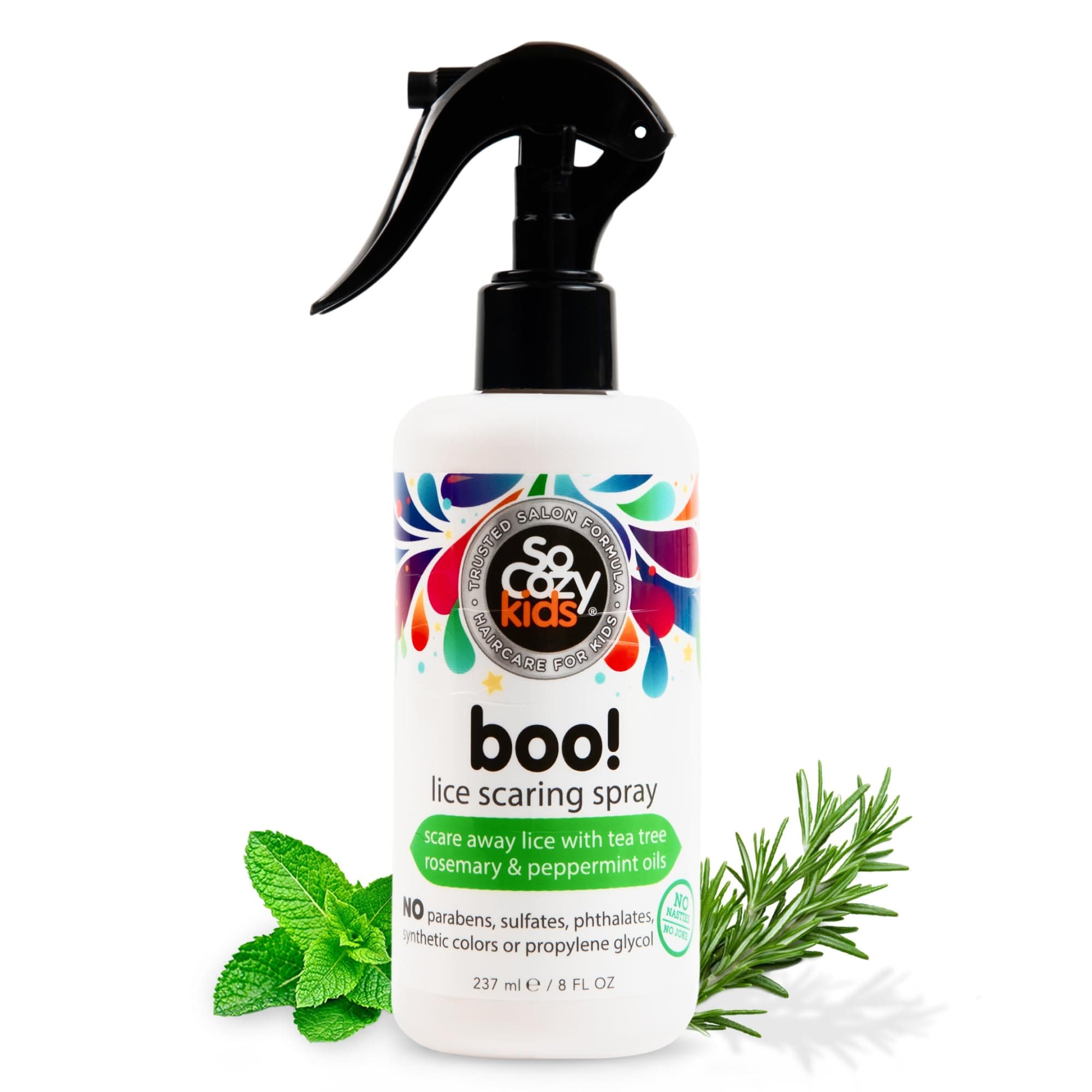 SO COZY Boo! Lice Scaring Spray For Kids Hair | Clinically Proven to Repel Lice | 8 fl oz | No Parabens, Sulfates, Synthetic Colors or Dyes