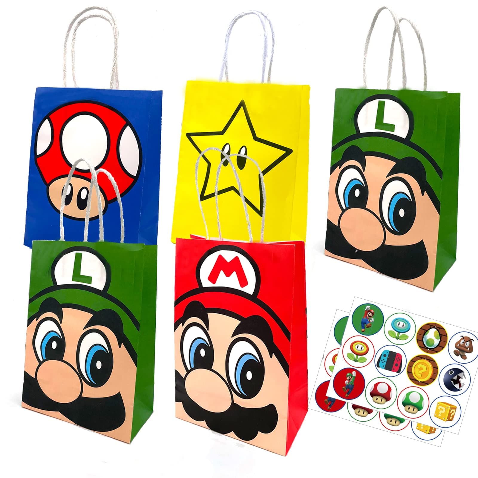 Busydo 24Pcs Mario Theme Party Gift Bag Kids Birthday PartyVideo Game Treat Candy Bags