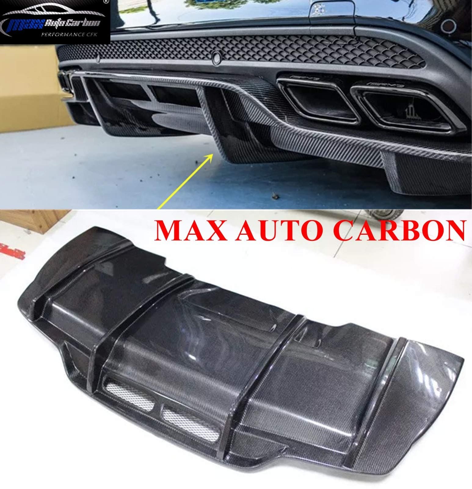 Max Car Carbon Rear Diffuser Performance Diffuser Bumper Suitable for AMG W205 C63 C63S Sedan