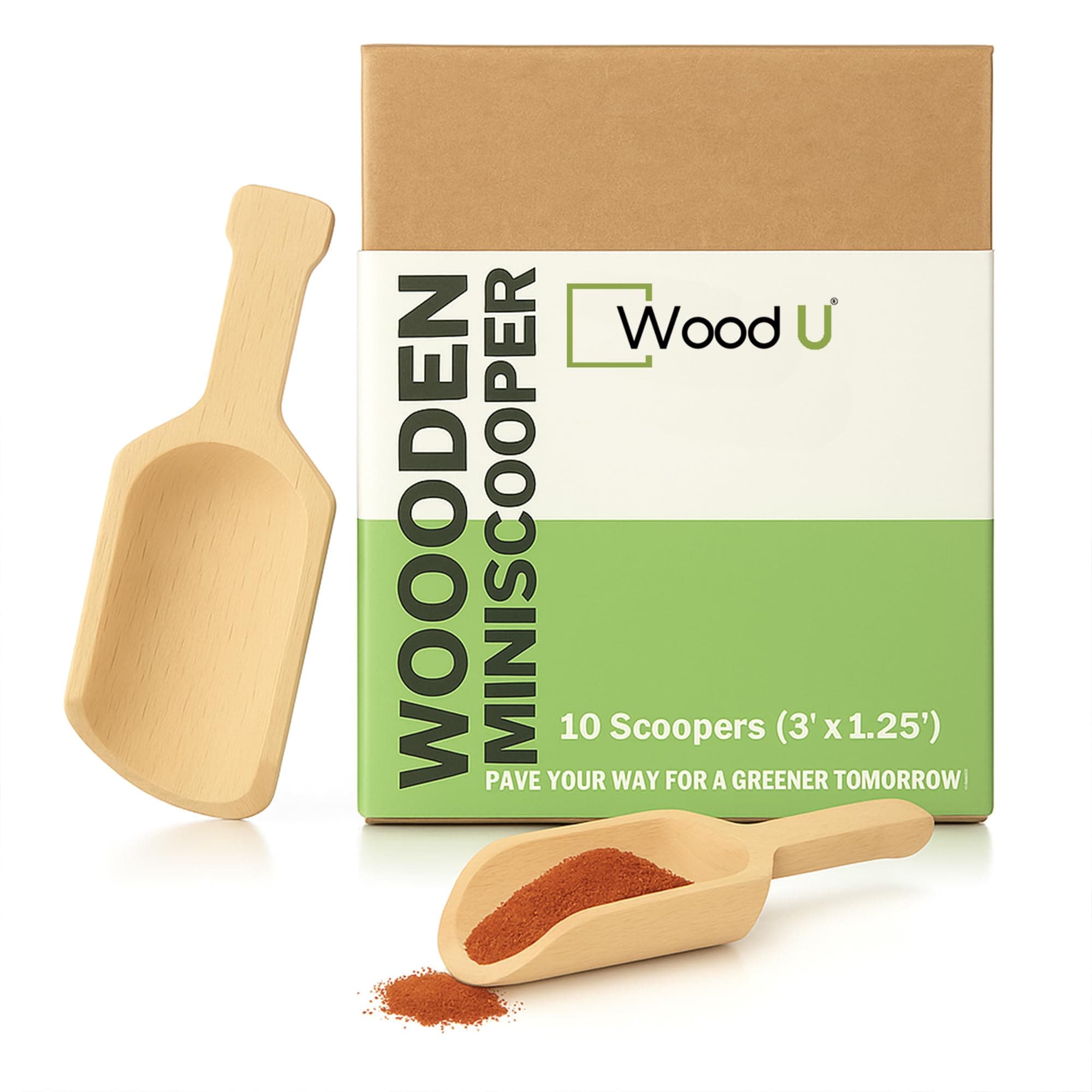 WoodU Mini Wooden Salt Spoon 3-1/4” Long X 1-1/4" Wide - Wood Scoop for Party Buffet- Scooping Candy, Spices, Dry Fruit, Nuts, Bath Salts, Laundry Detergent (Pack of 10)
